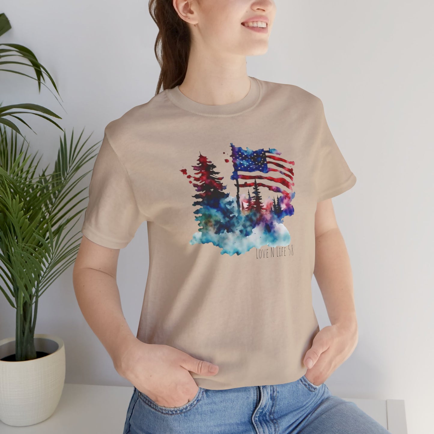 American Flag Patriotic LoveNLife58 Tee - Bella Canvas