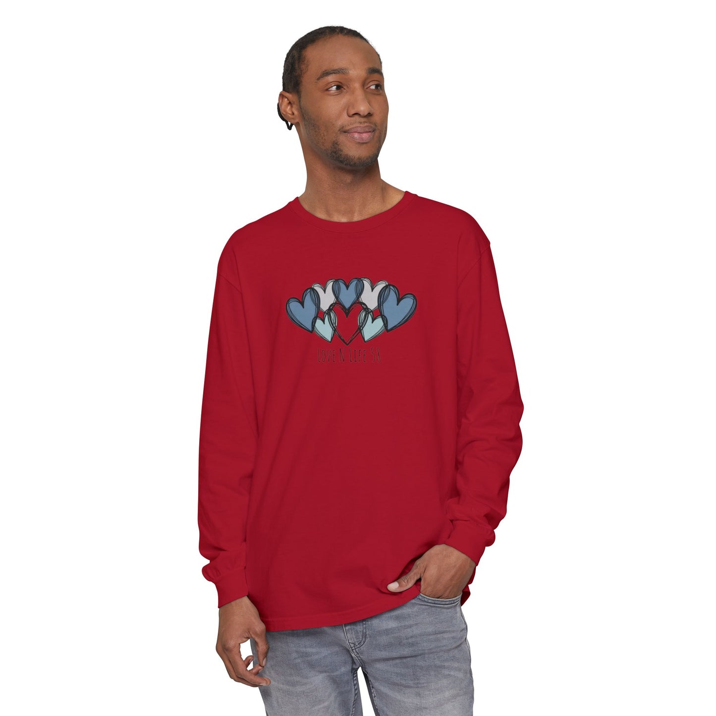 Hearts and Love N Life 58 Tee - Comfort Colors Long Sleeve