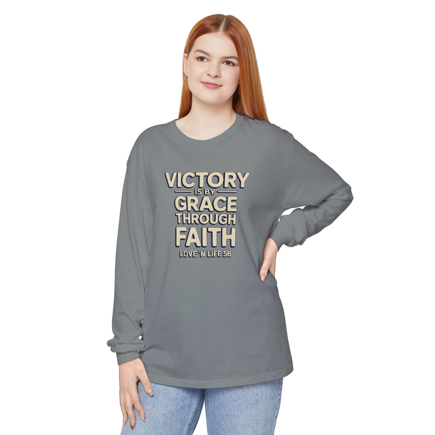 Victory By Grace - Comfort Colors Long Sleeve