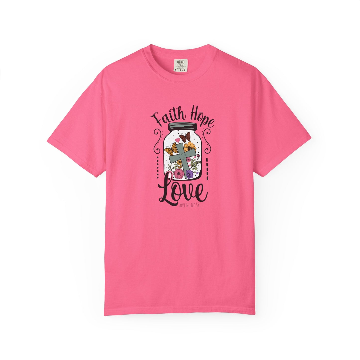 Faith Hope Love Butterfly in a Jar - Comfort Colors
