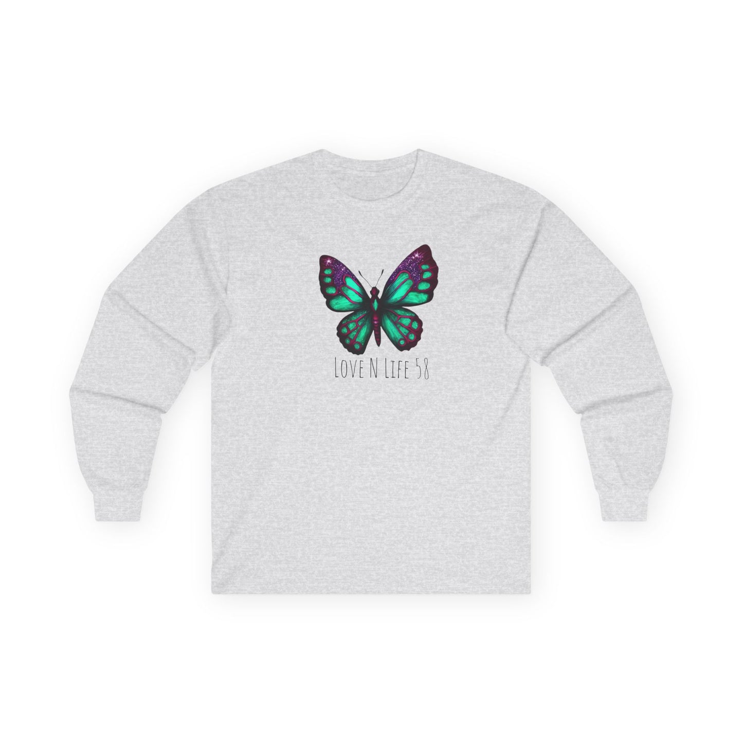 Butterfly Love N Life Unisex Long Sleeve Tee - Vibrant Graphic Shirt for Nature Lovers Gildan