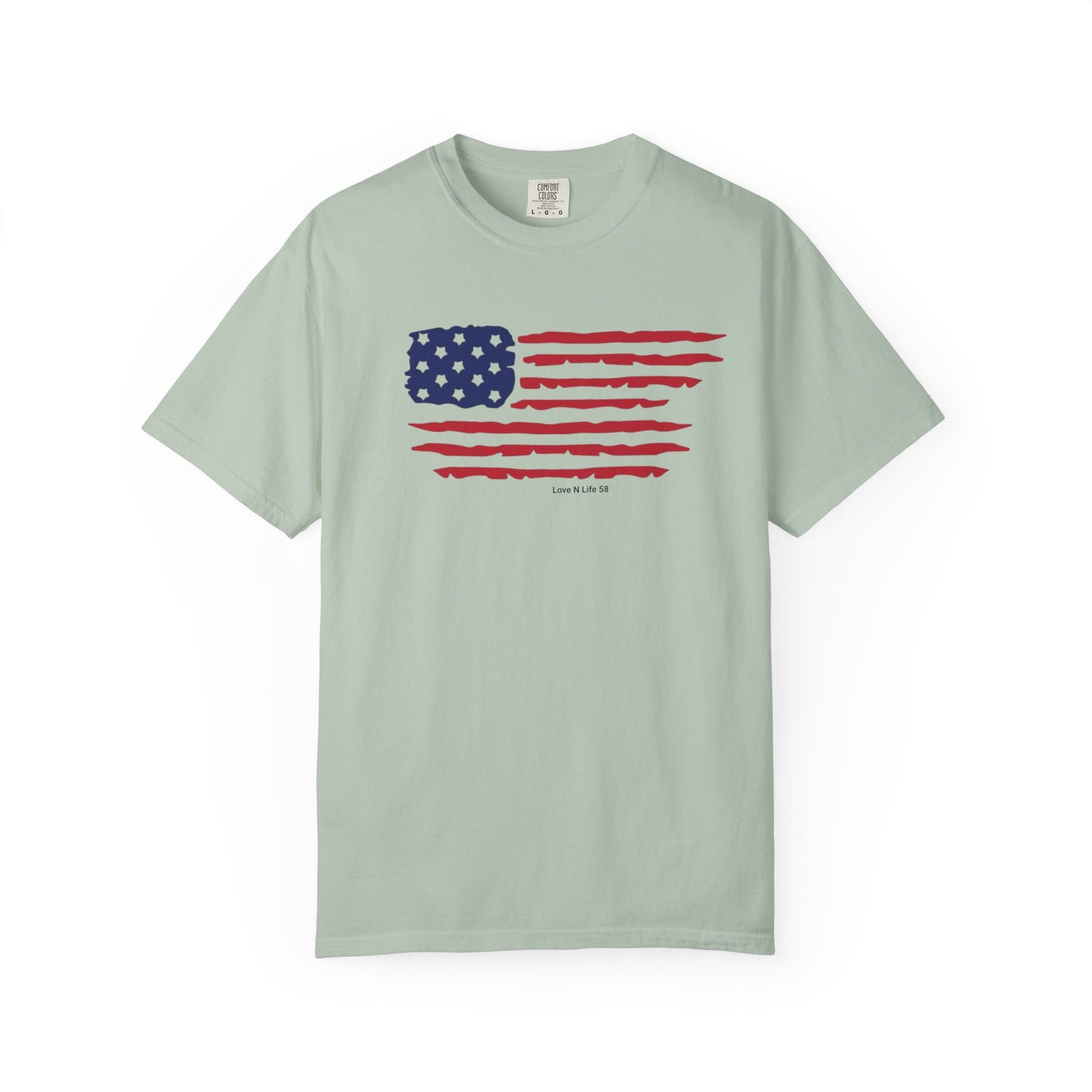 Patriotic Flag Love USA Tee - Comfort Colors