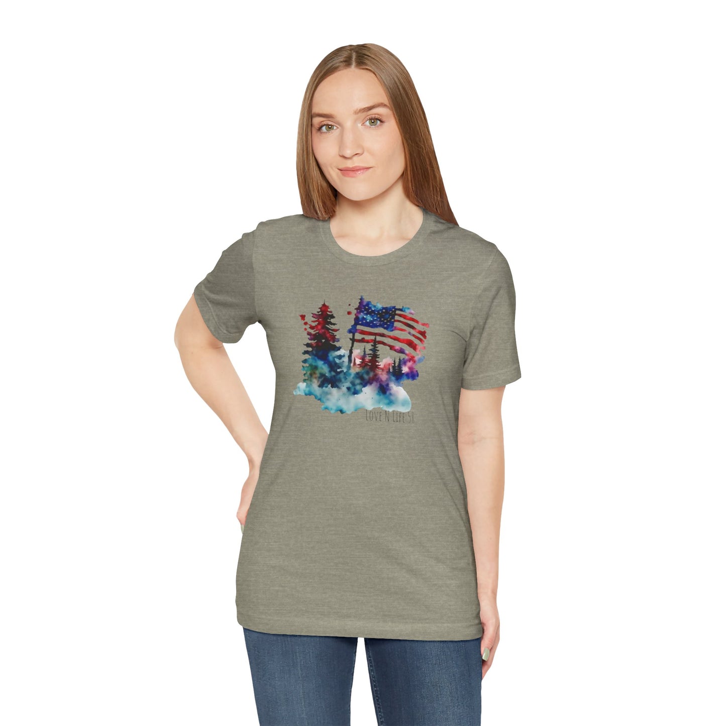 American Flag Patriotic LoveNLife58 Tee - Bella Canvas
