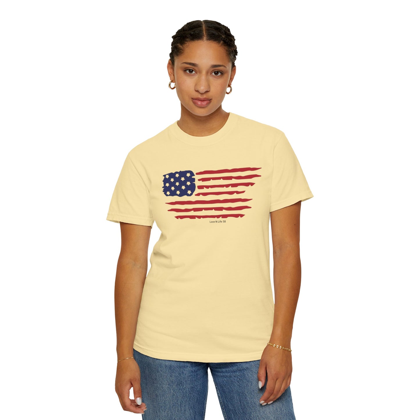 Patriotic Flag Love USA Tee - Comfort Colors