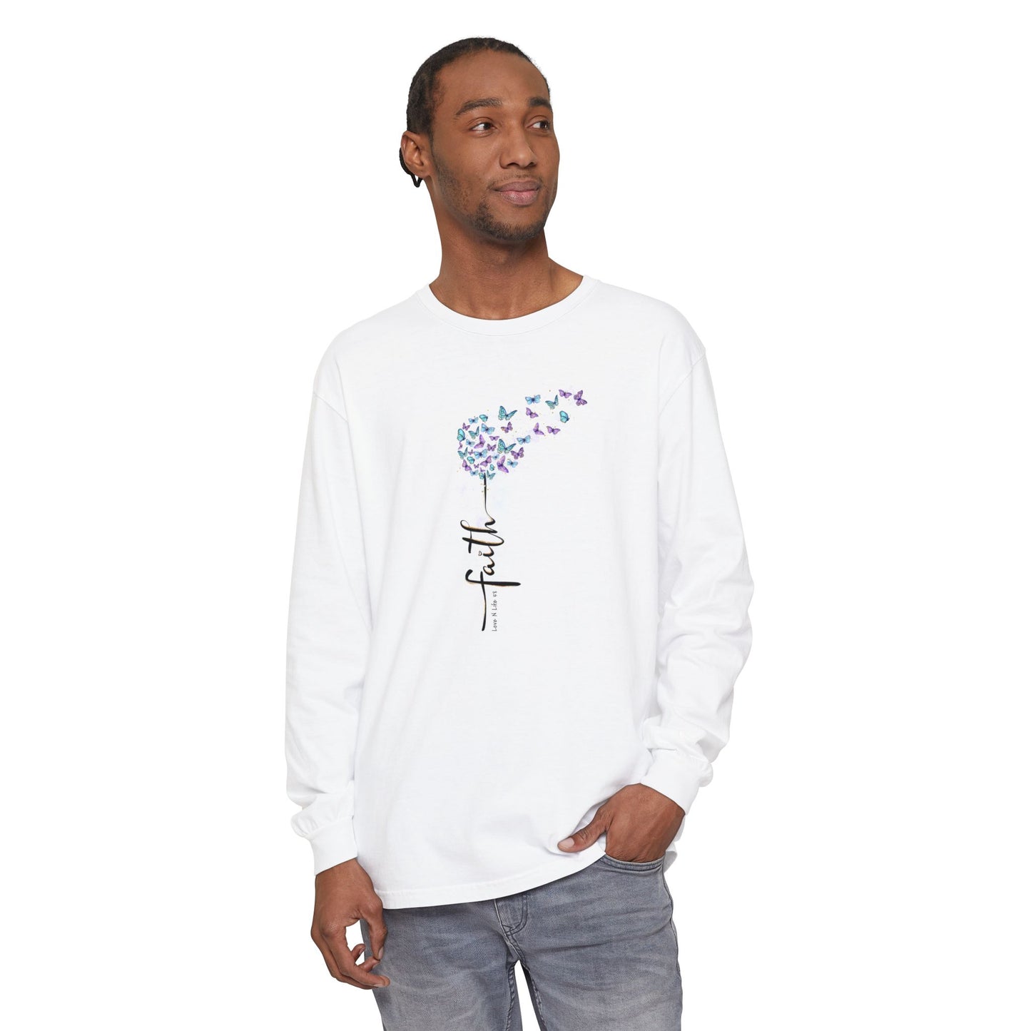 Faith Butterflies - Comfort Colors Long Sleeve