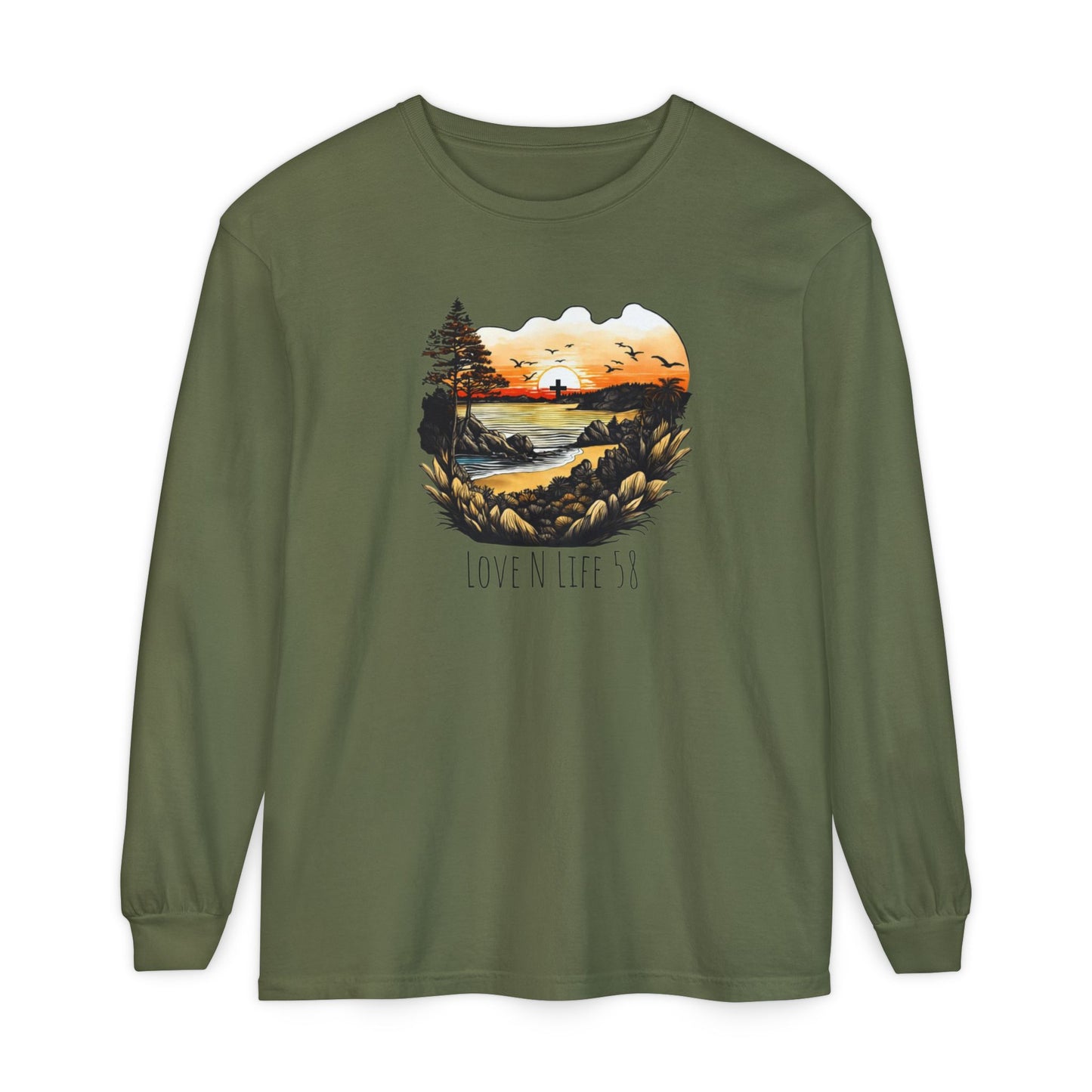 Sunset Cross - Comfort Colors Long Sleeve