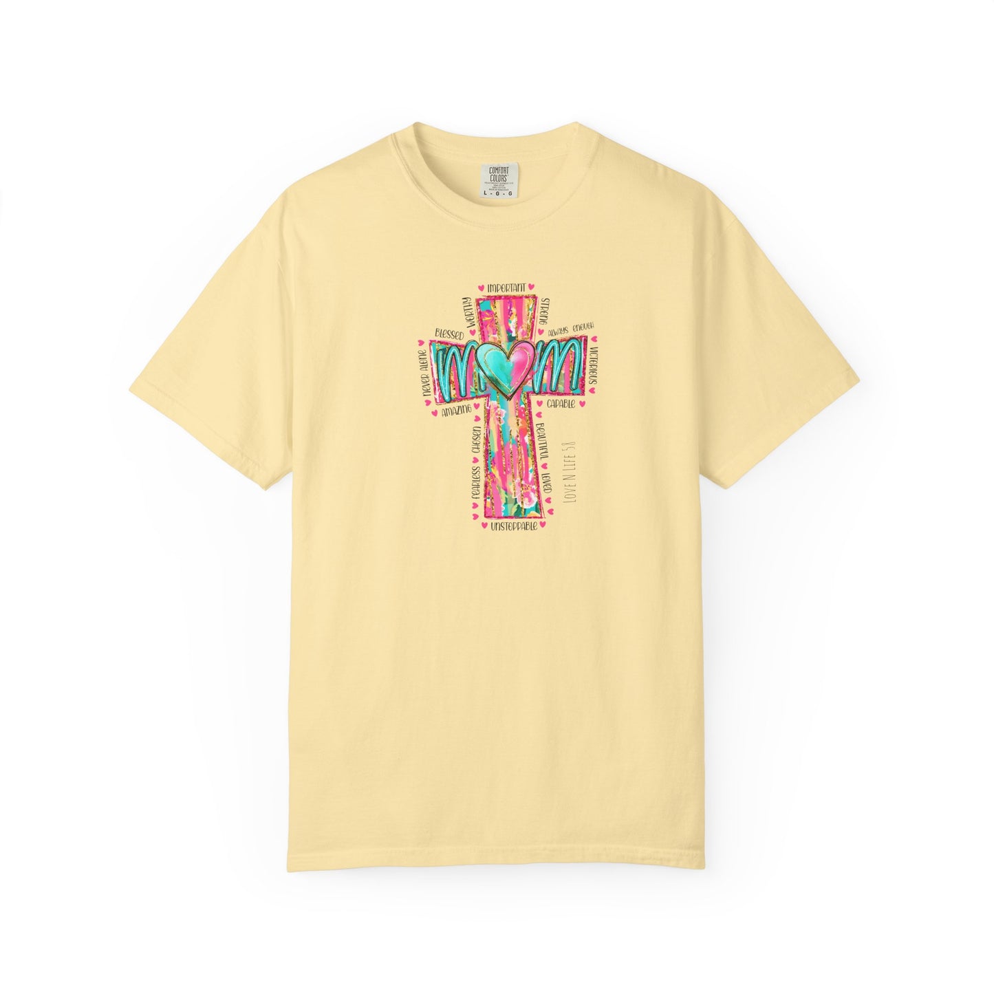 Colorful ‘Mom’ Cross Unisex Garment-Dyed T-shirt Color Comforts