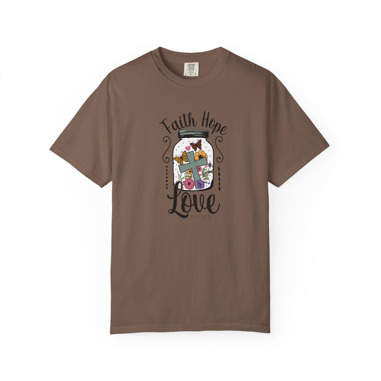 Faith Hope Love Butterfly in a Jar - Comfort Colors