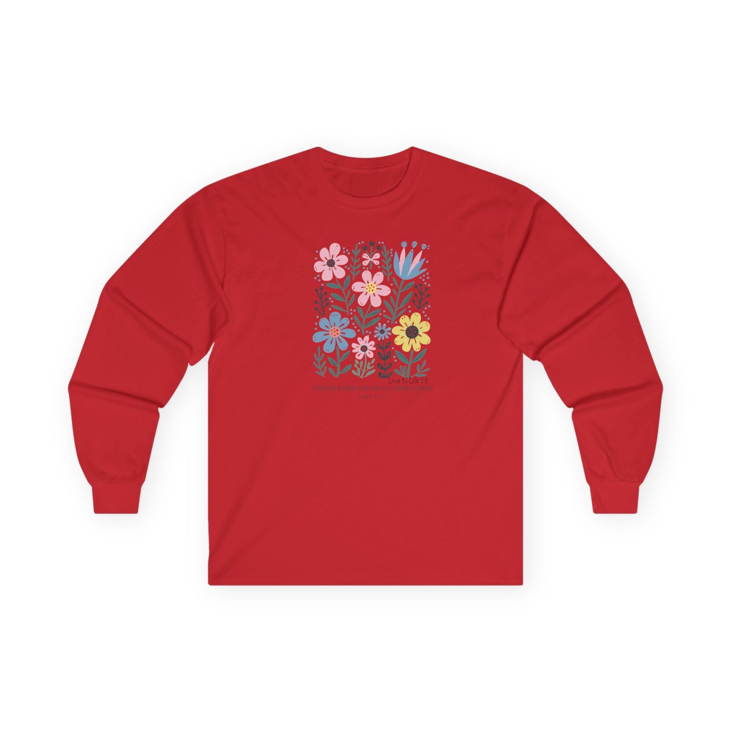 Floral Inspiration Long Sleeve Tee - Unisex Cotton Shirt Made in U.S.A.