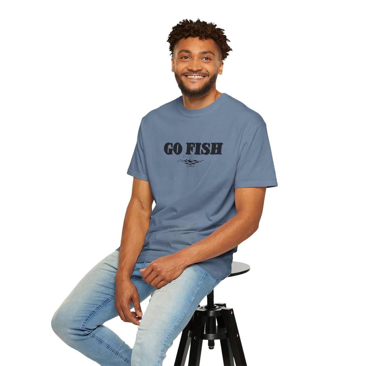 “GO FISH” Mathew 4:19 Tee - Comfort Colors