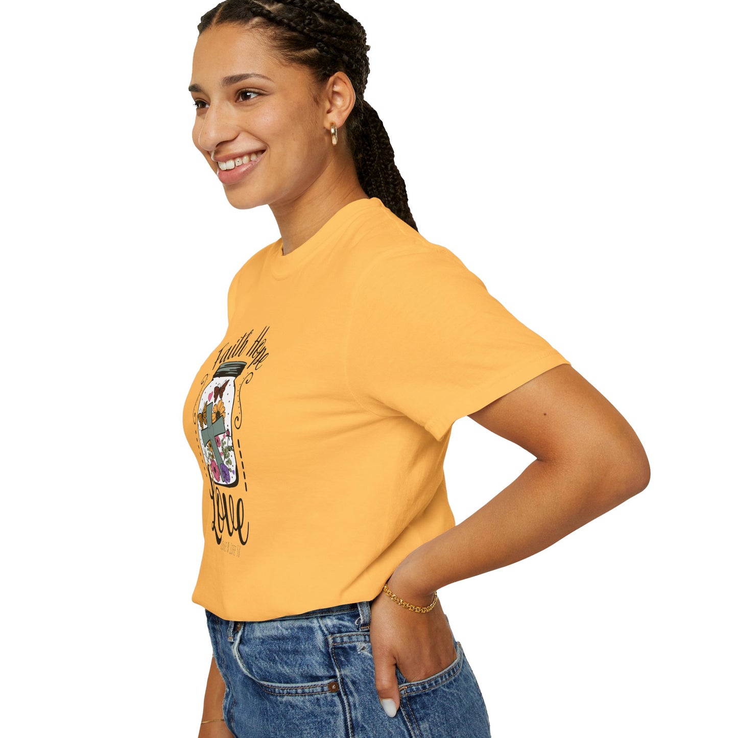 Faith Hope Love Butterfly in a Jar Tee - Comfort Colors