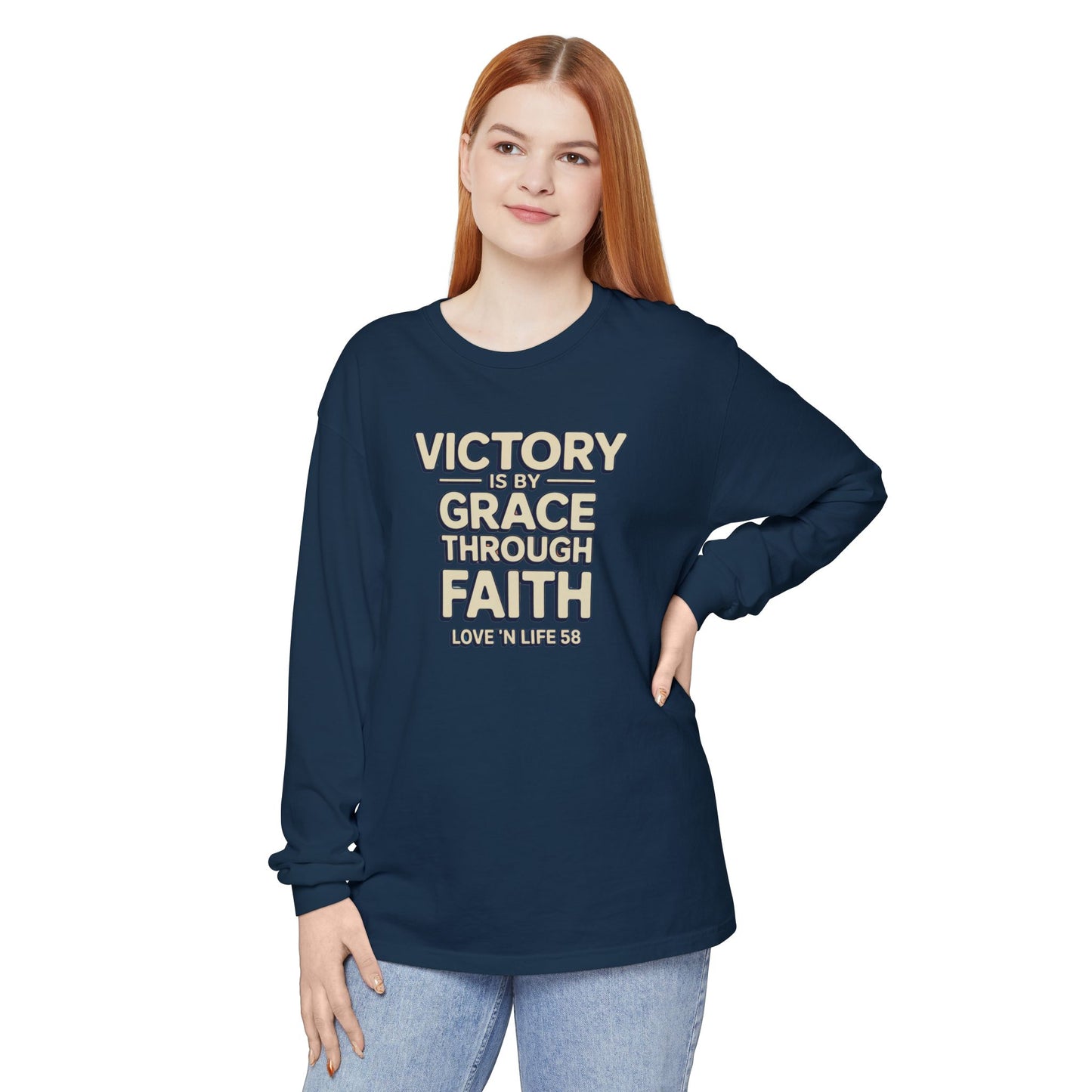 Victory By Grace - Comfort Colors Long Sleeve