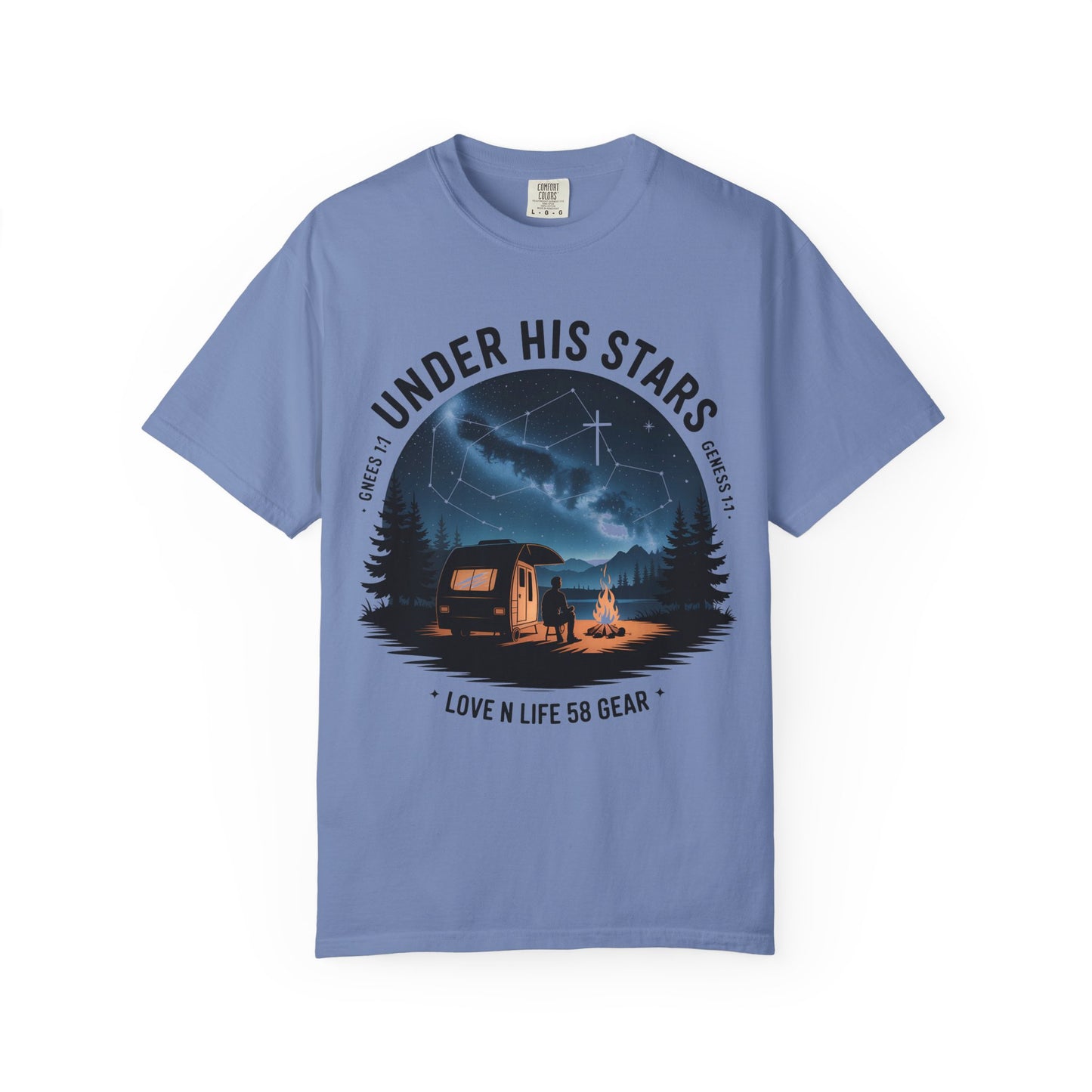 Under His Stars Short Sleeve Camping RV Tee