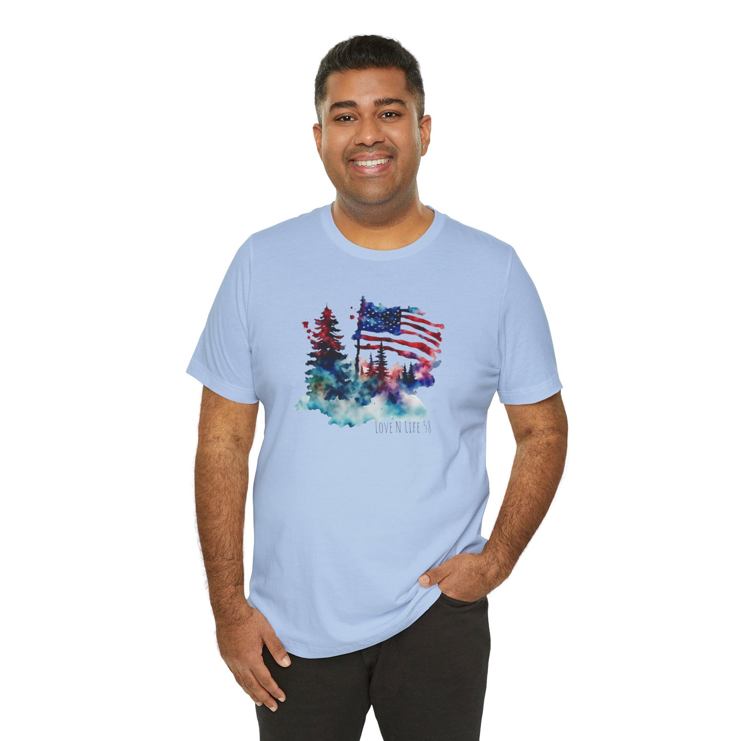 American Flag Patriotic LoveNLife58 Tee - Bella Canvas