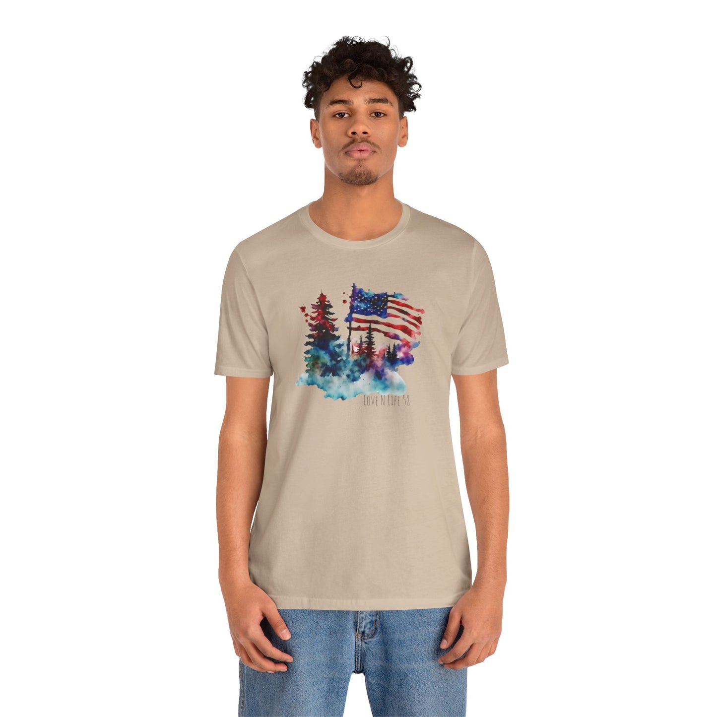 American Flag Patriotic LoveNLife58 Tee - Bella Canvas