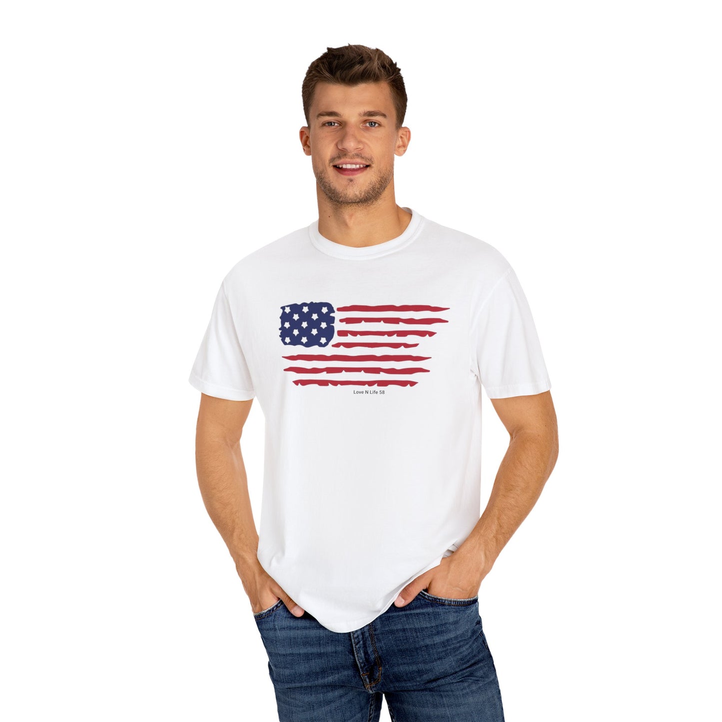 Patriotic Flag Love USA Tee - Comfort Colors