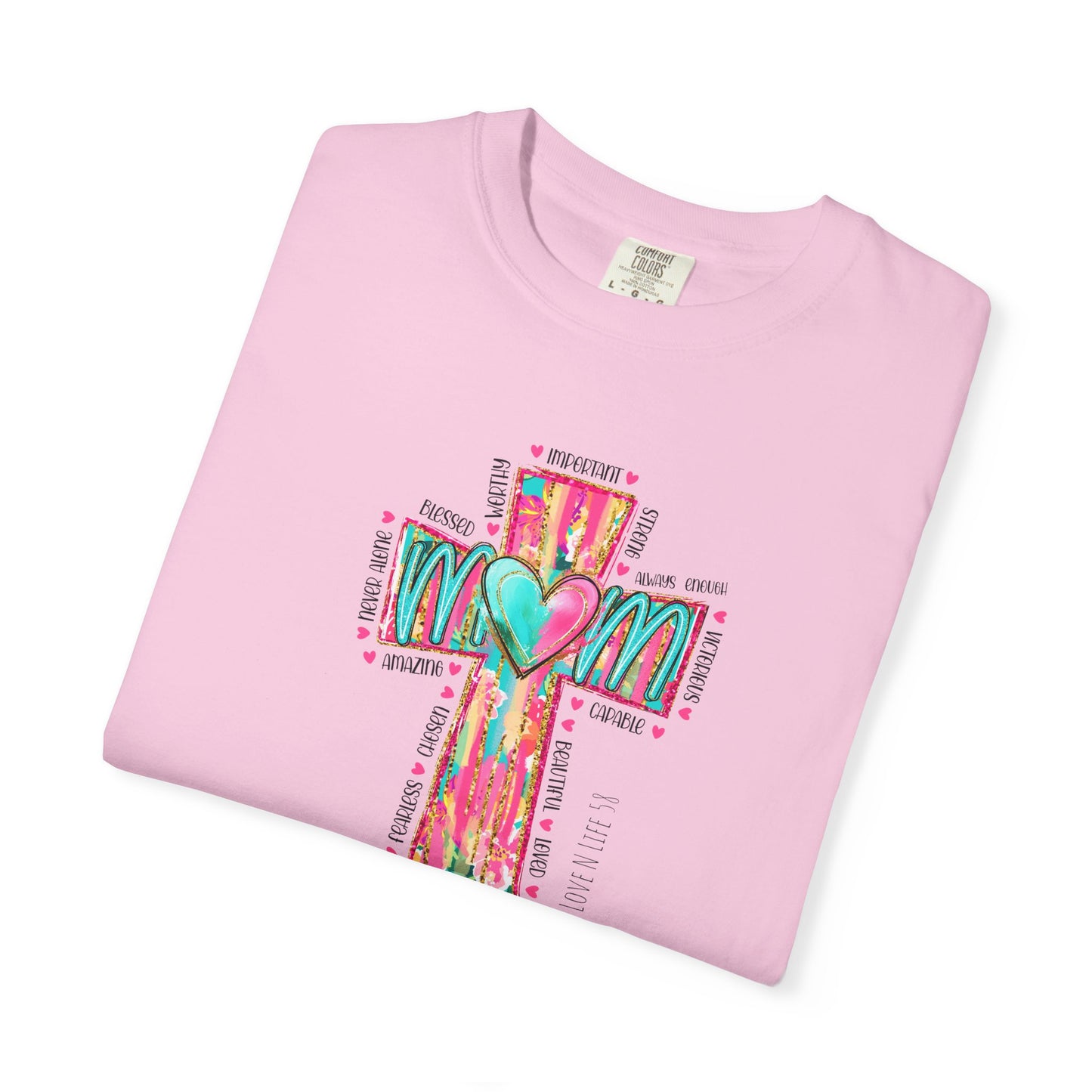 Colorful ‘Mom’ Cross Unisex Garment-Dyed T-shirt Color Comforts