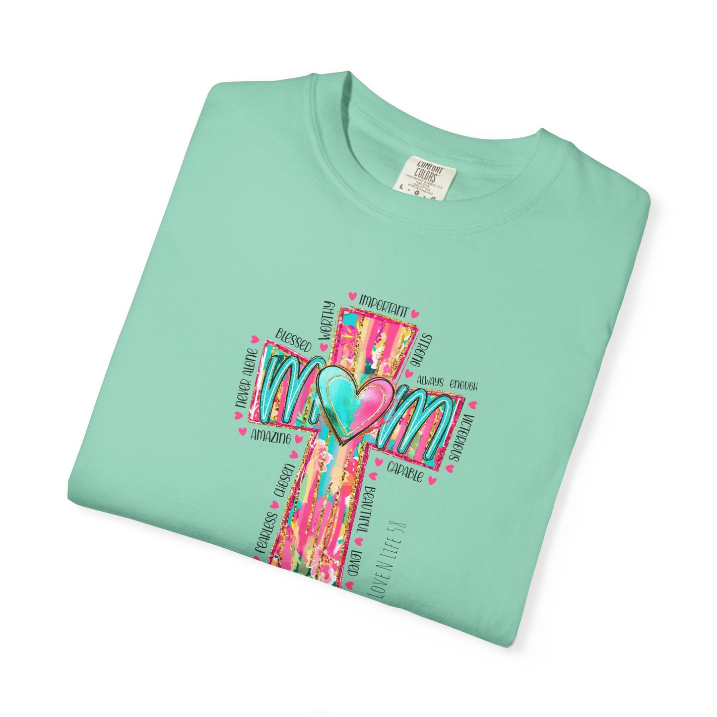 Colorful ‘Mom’ Cross Unisex Garment-Dyed T-shirt Color Comforts