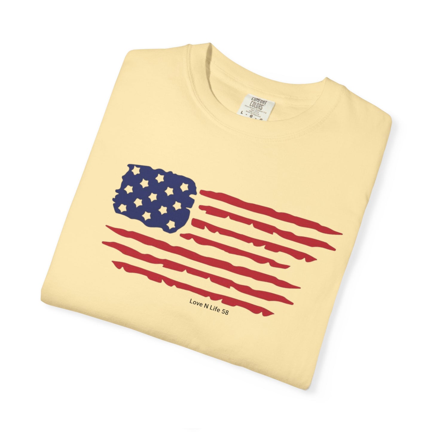Patriotic Flag Love USA Tee - Comfort Colors