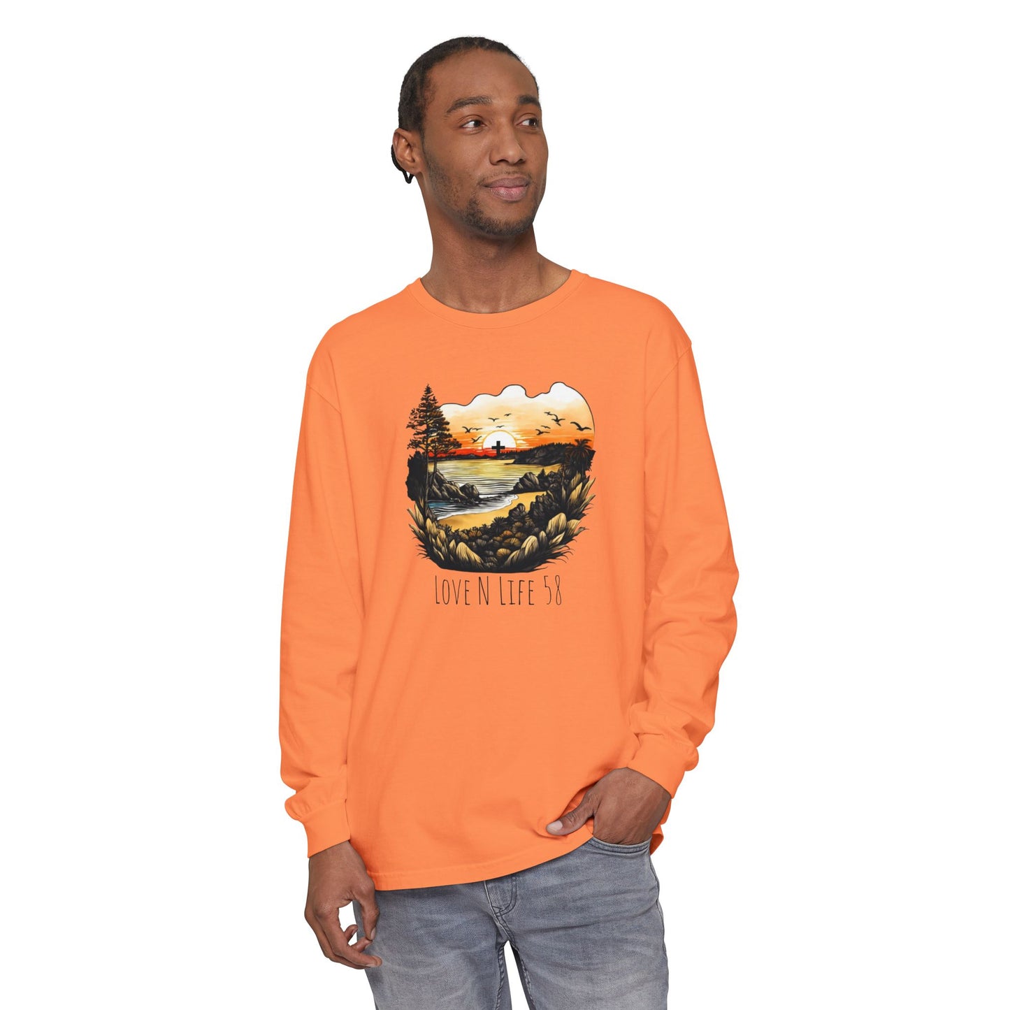 Sunset Cross - Comfort Colors Long Sleeve