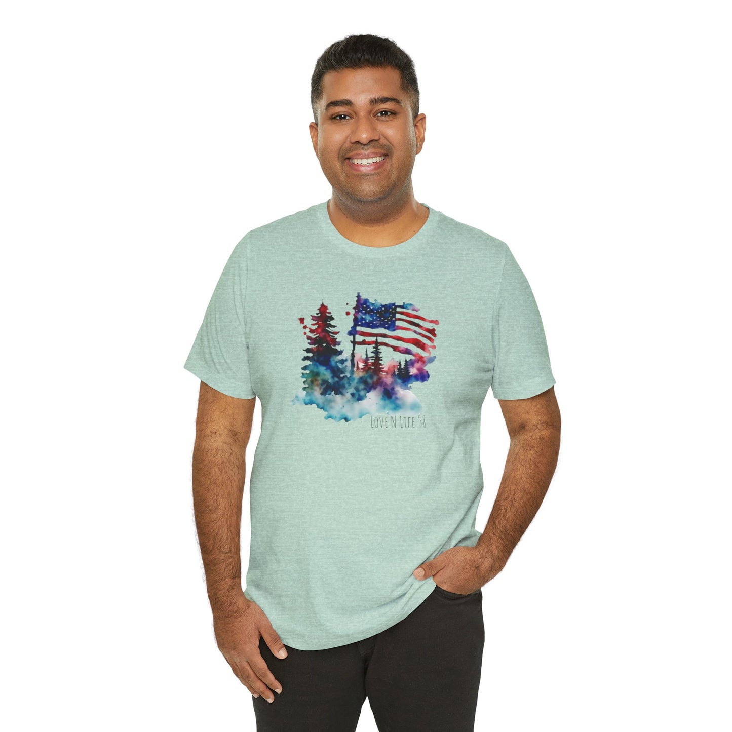 American Flag Patriotic LoveNLife58 Tee - Bella Canvas