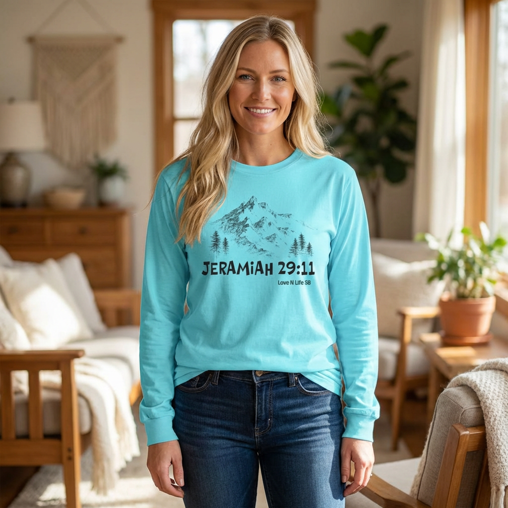 Jeremiah 29:11 Mountain Scene Long Sleeve Tee