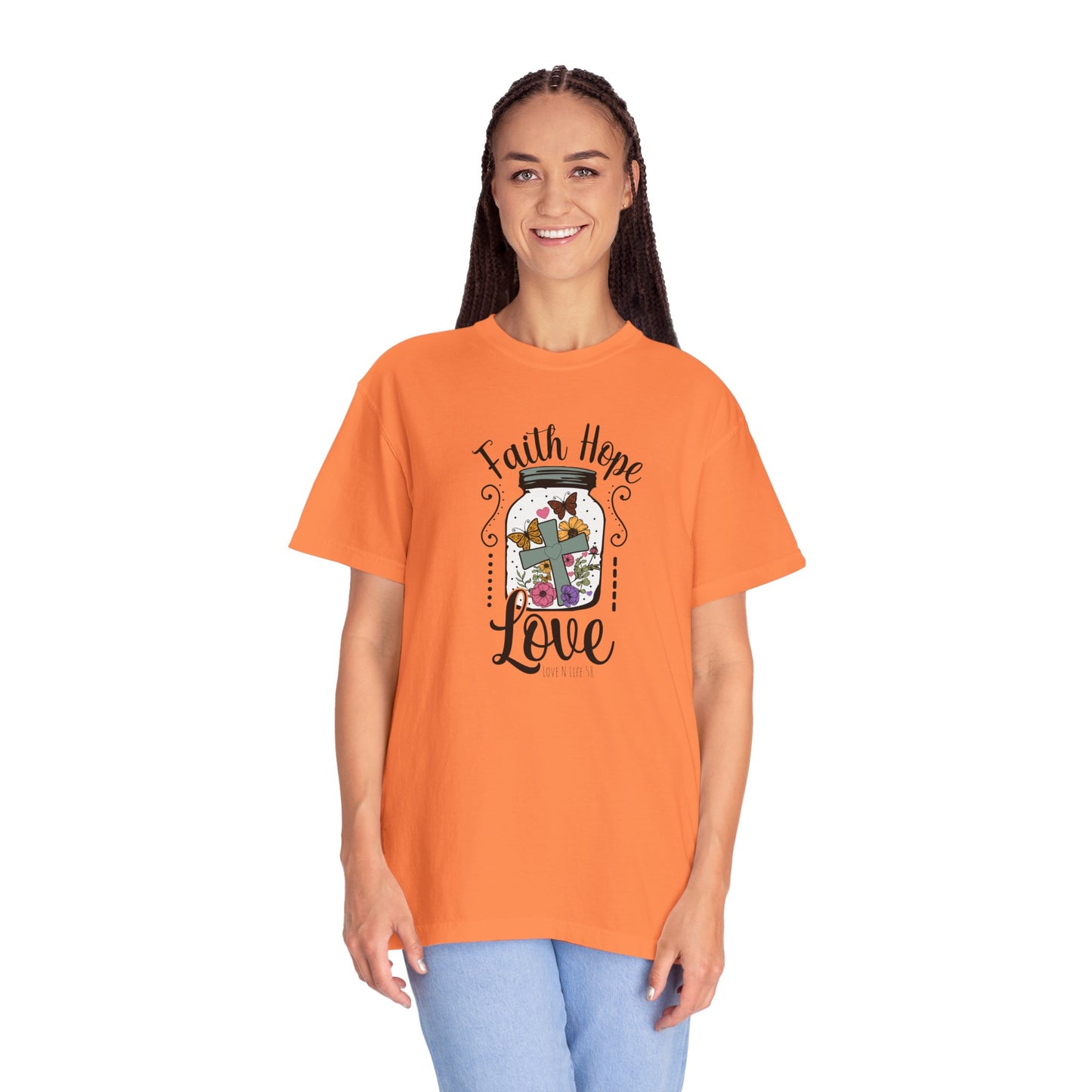 Faith Hope Love Butterfly in a Jar Tee - Comfort Colors