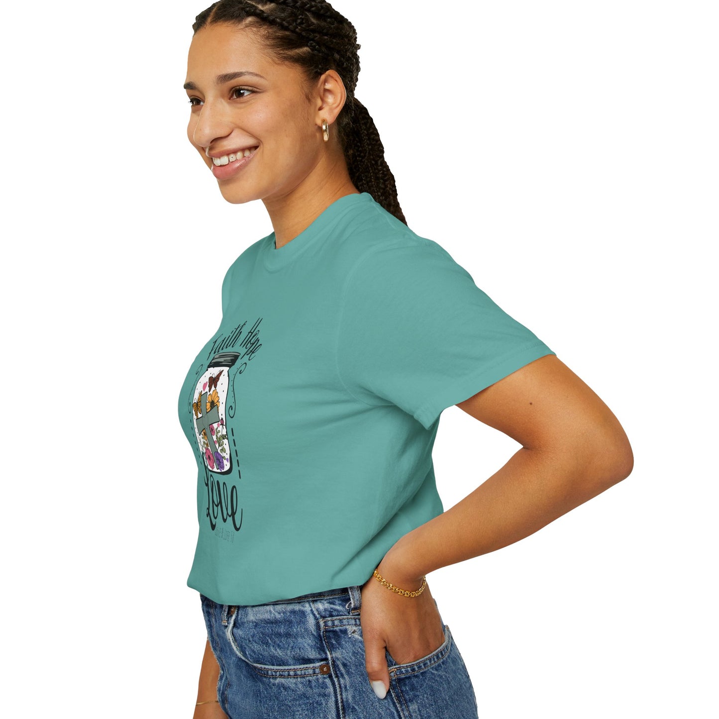 Faith Hope Love Butterfly in a Jar Tee - Comfort Colors