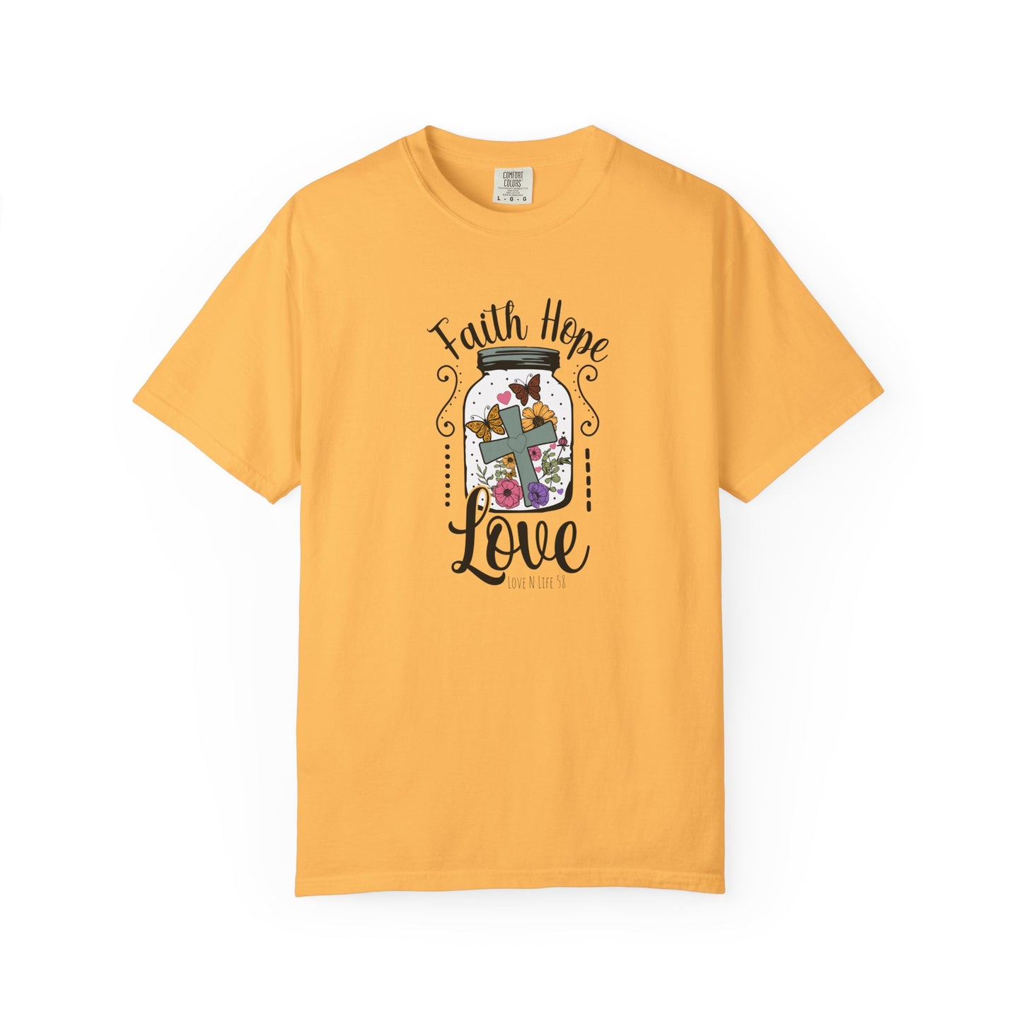 Faith Hope Love Butterfly in a Jar Tee - Comfort Colors