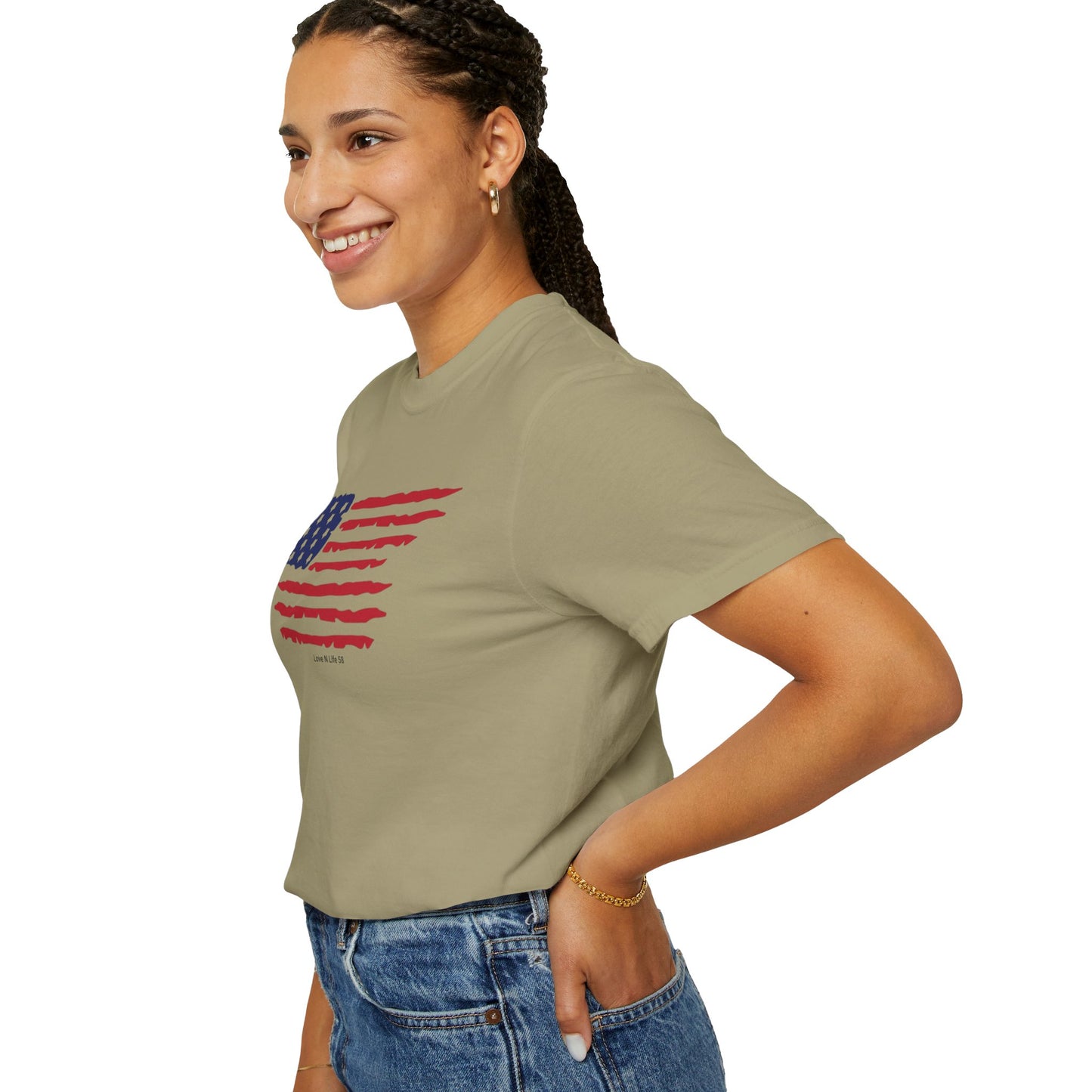 Patriotic Flag Love USA Tee - Comfort Colors