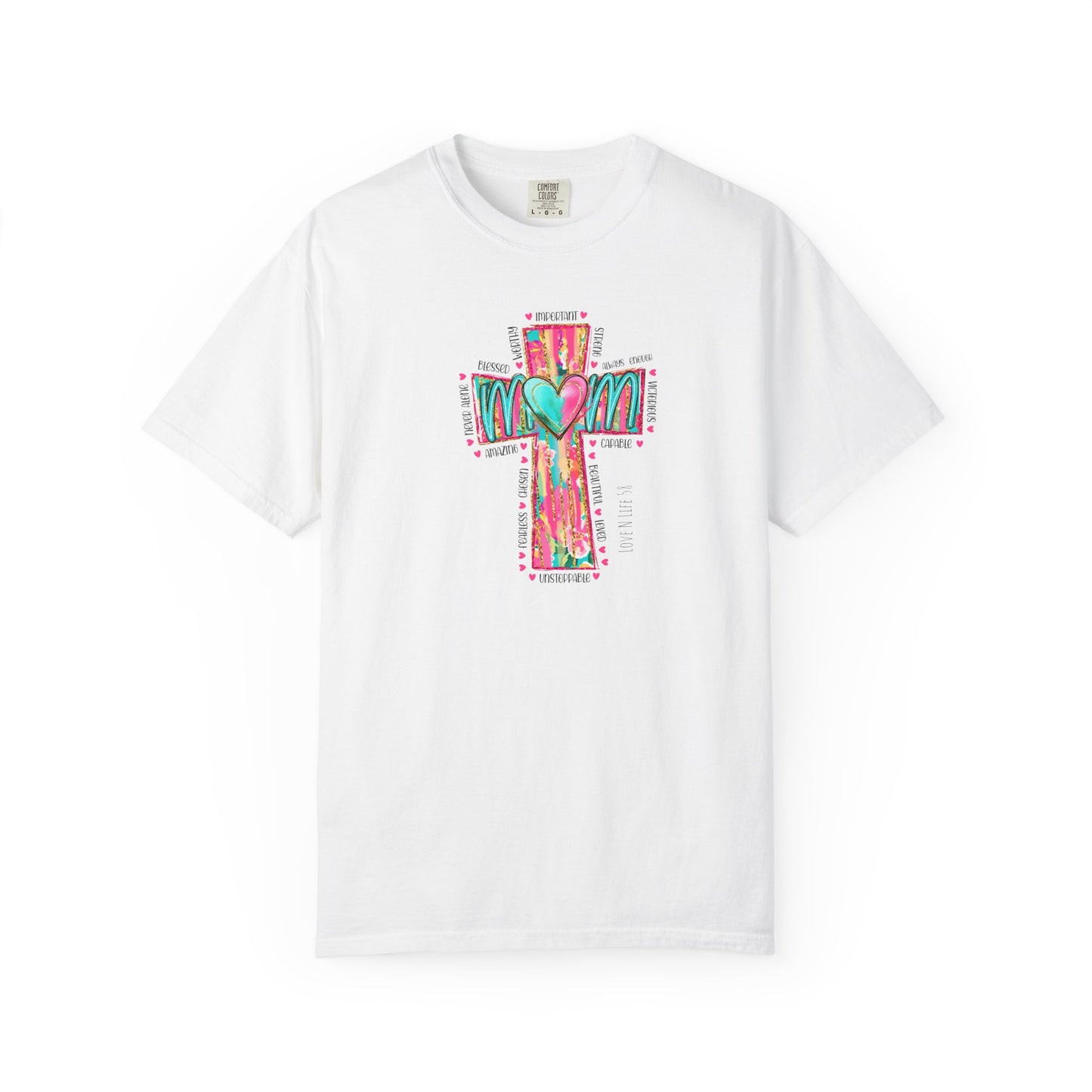 Colorful ‘Mom’ Cross Unisex Garment-Dyed T-shirt Color Comforts