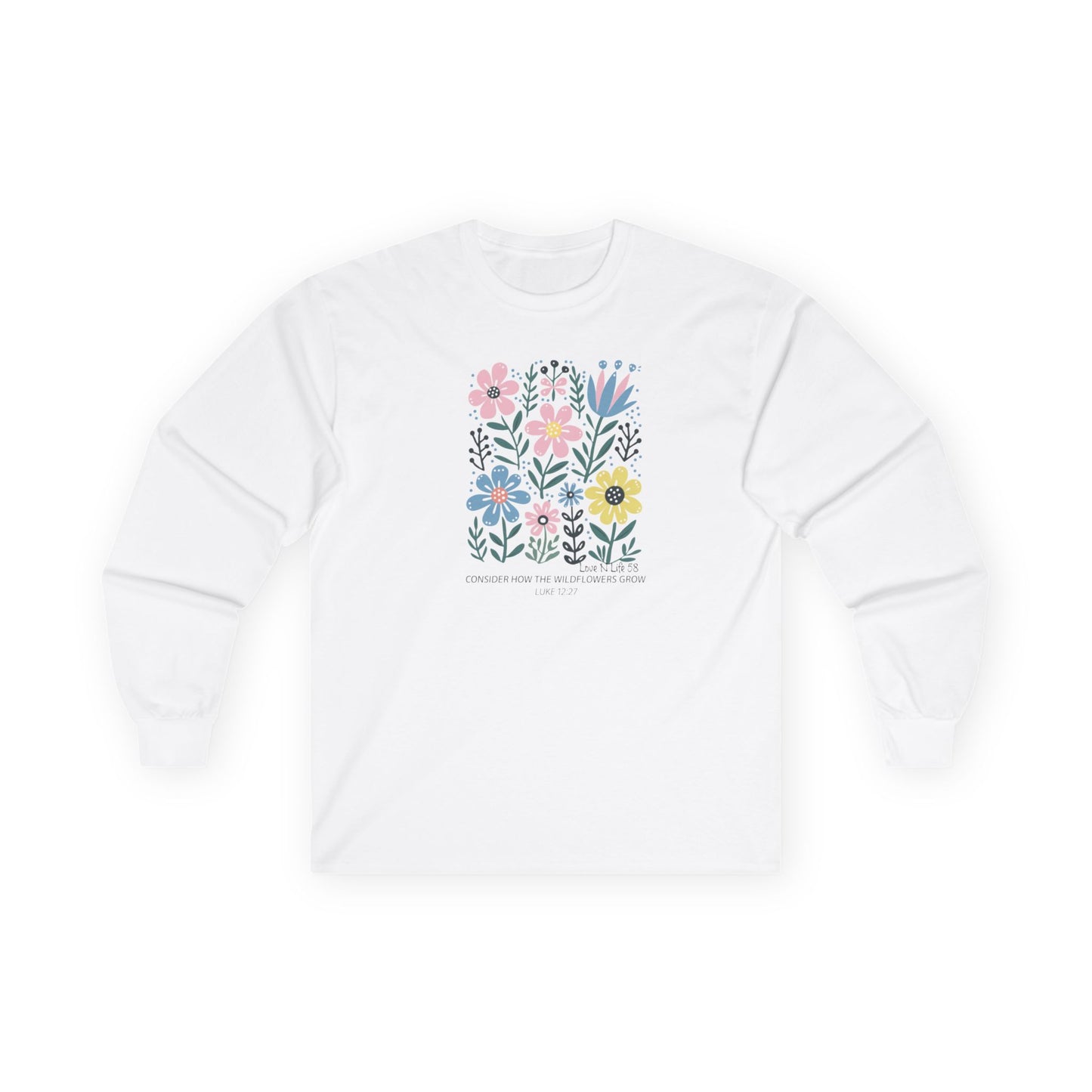 Floral Inspiration Long Sleeve Tee - Unisex Cotton Shirt Made in U.S.A.