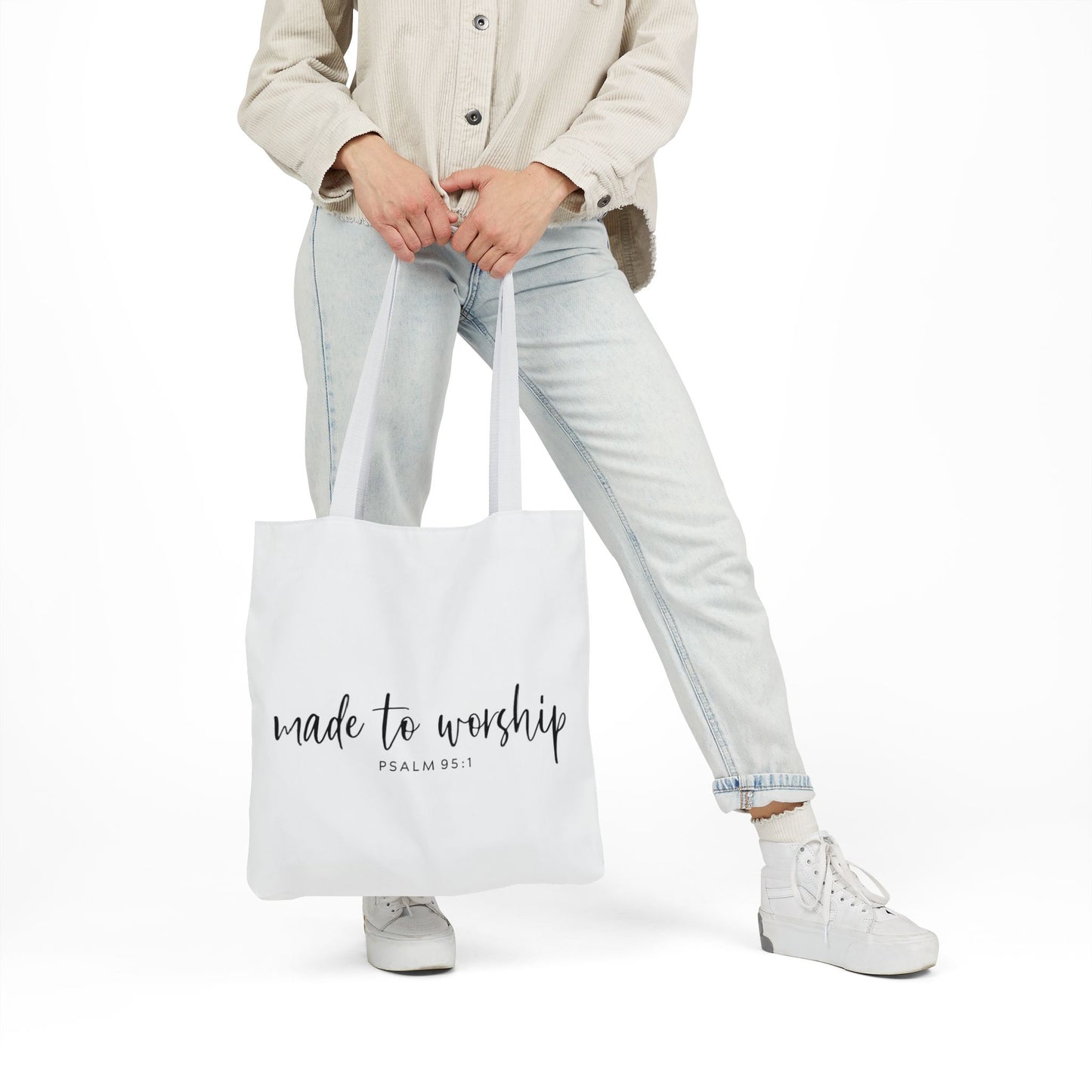 Inspirational Canvas Tote Bag - Faithful Design, Jesus Quote