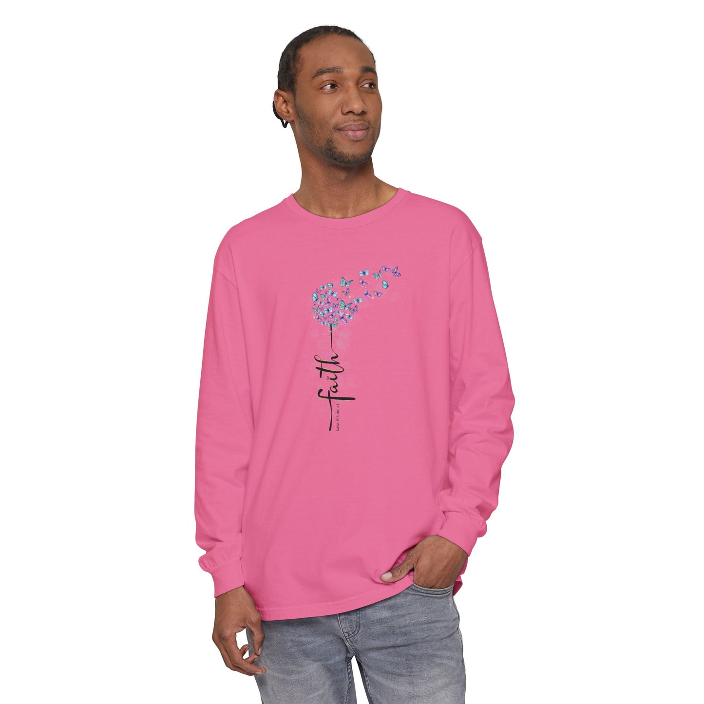 Faith Butterflies - Comfort Colors Long Sleeve