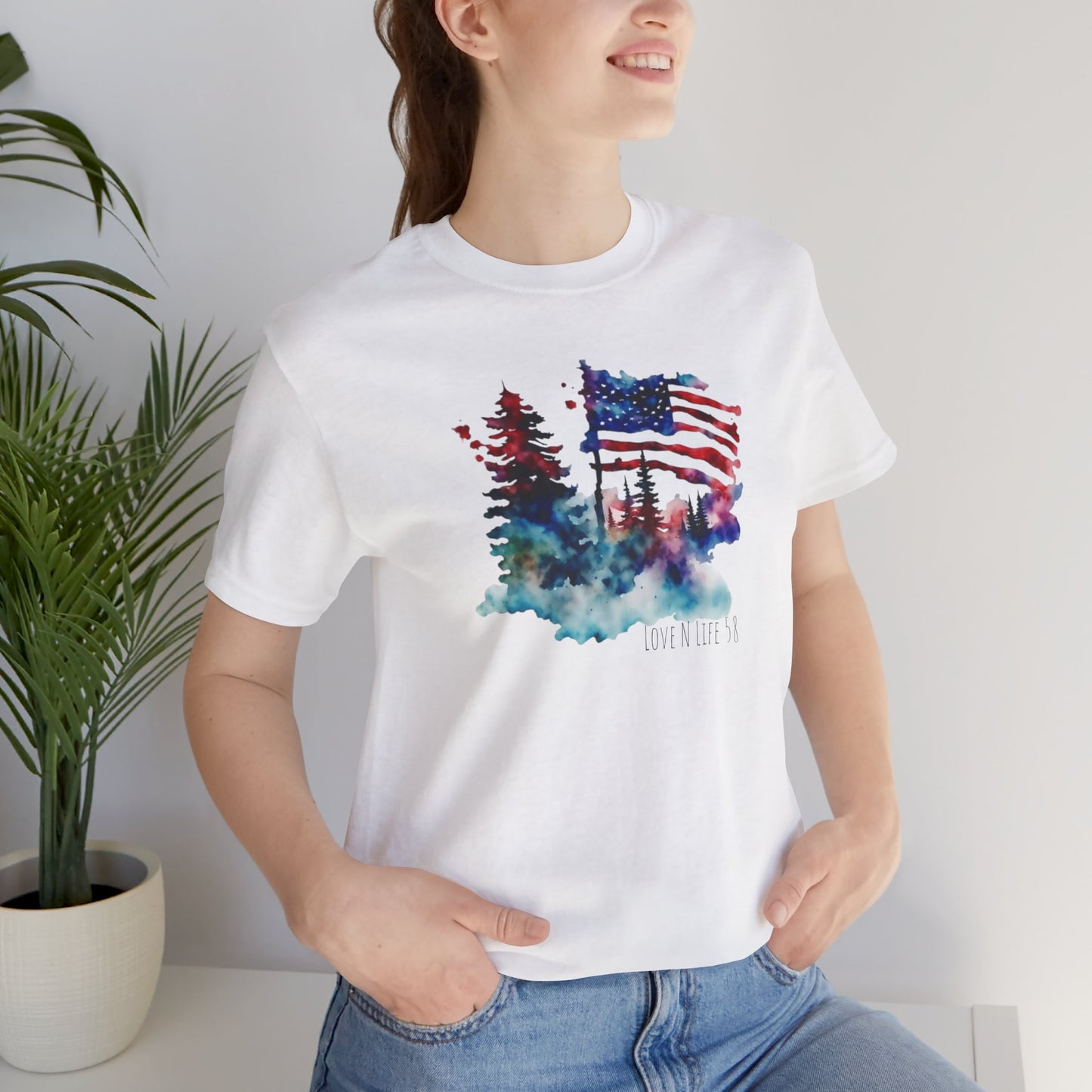 American Flag Patriotic LoveNLife58 Tee - Bella Canvas