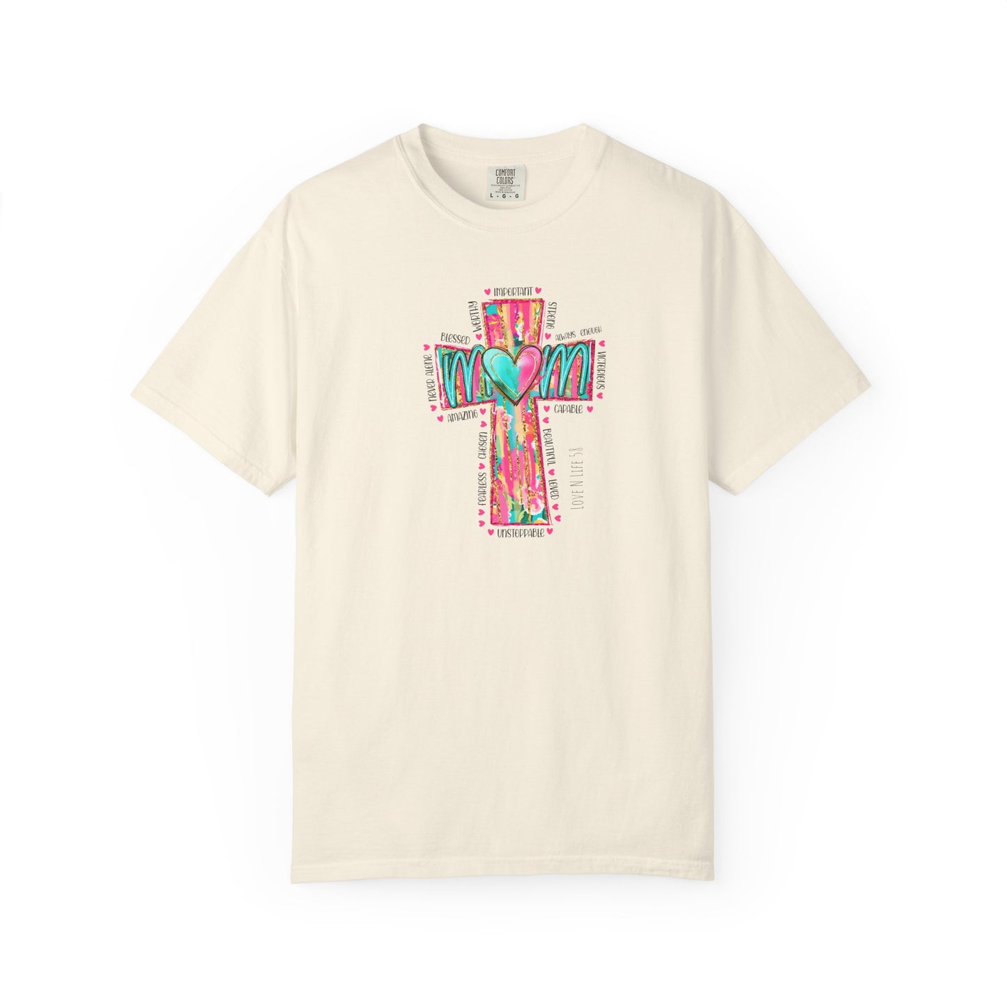 Colorful ‘Mom’ Cross Unisex Garment-Dyed T-shirt Color Comforts