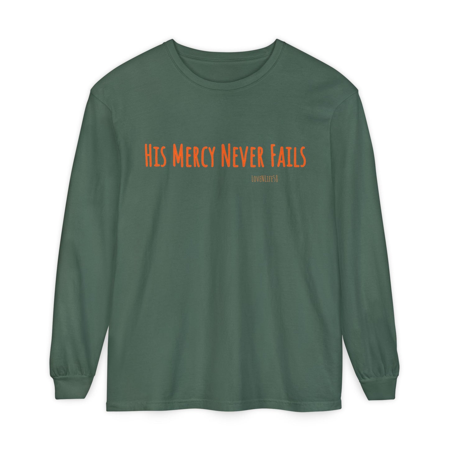 His Mercy Never Fails Tee - Comfort Colors Long Sleeve