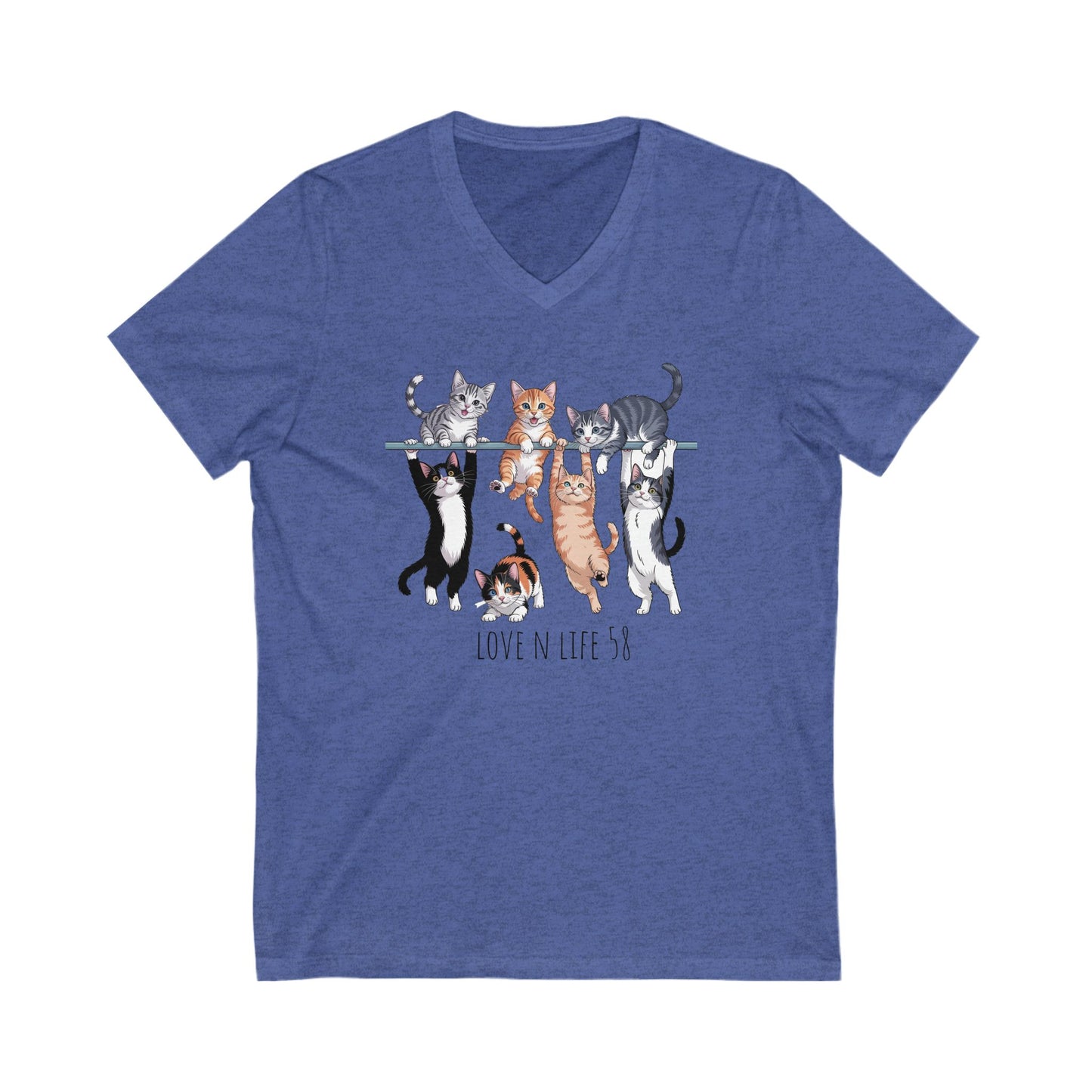 Cat Lover V-Neck Tee - Bella Canvas