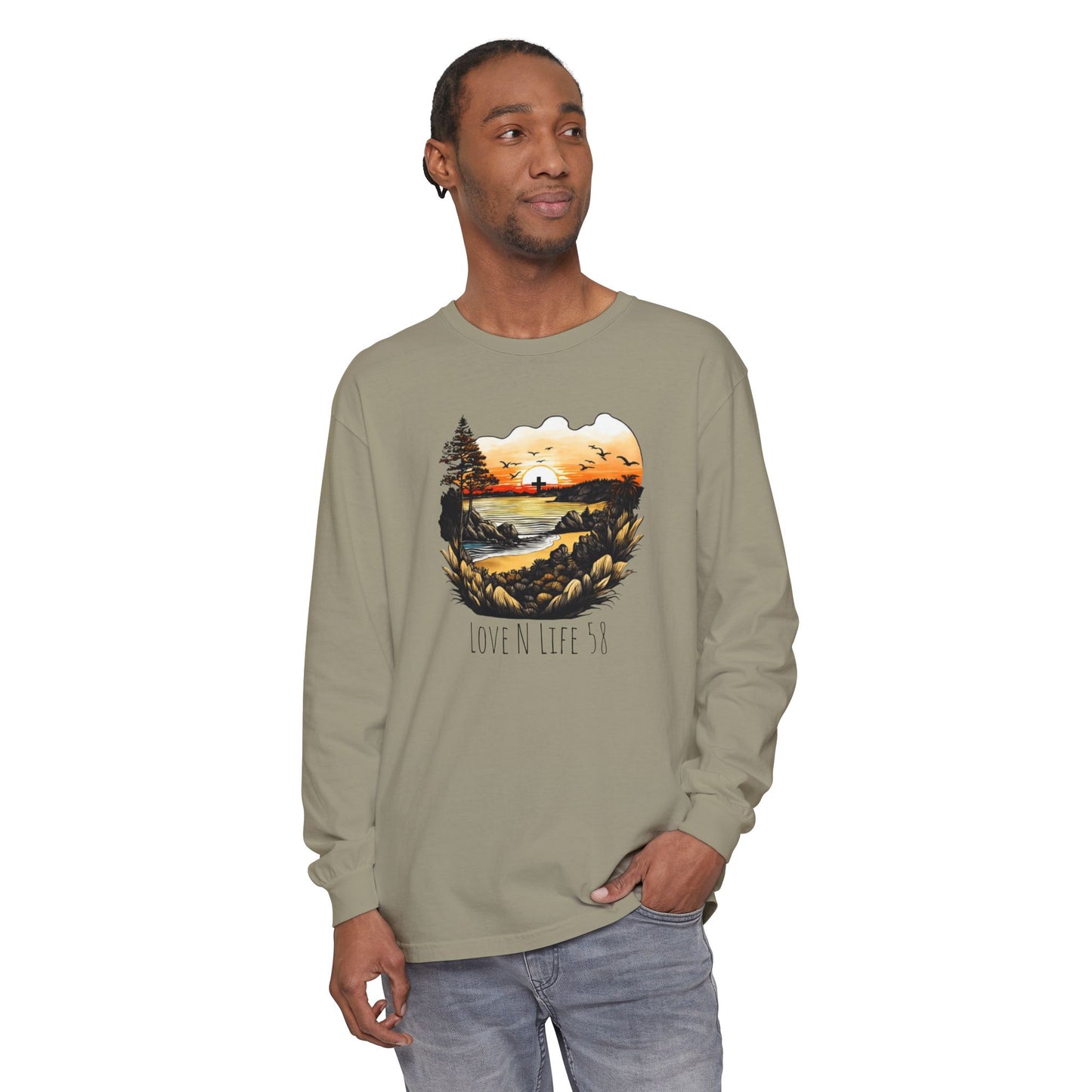 Sunset Cross - Comfort Colors Long Sleeve