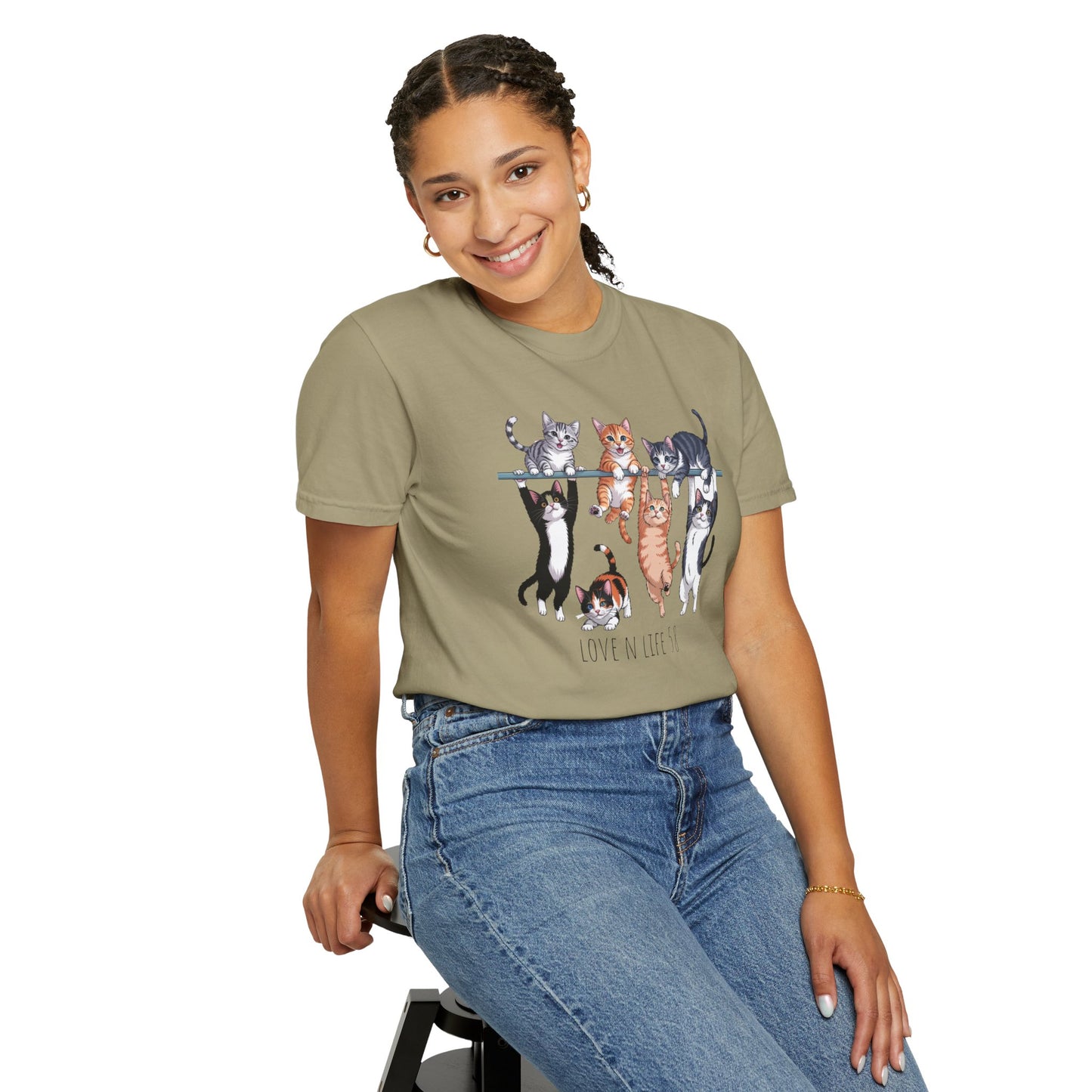 Cat Lover Love N Life 58 Tee - Comfort Colors