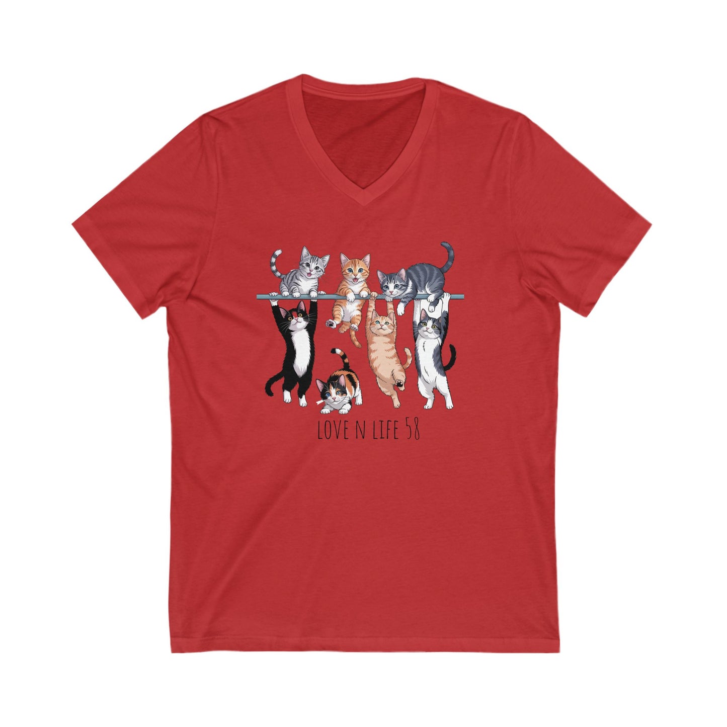 Cat Lover V-Neck Tee - Bella Canvas