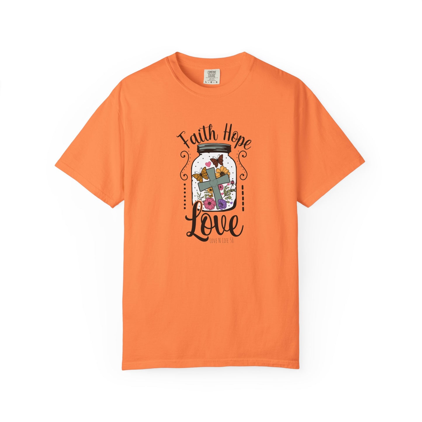 Faith Hope Love Butterfly in a Jar Tee - Comfort Colors