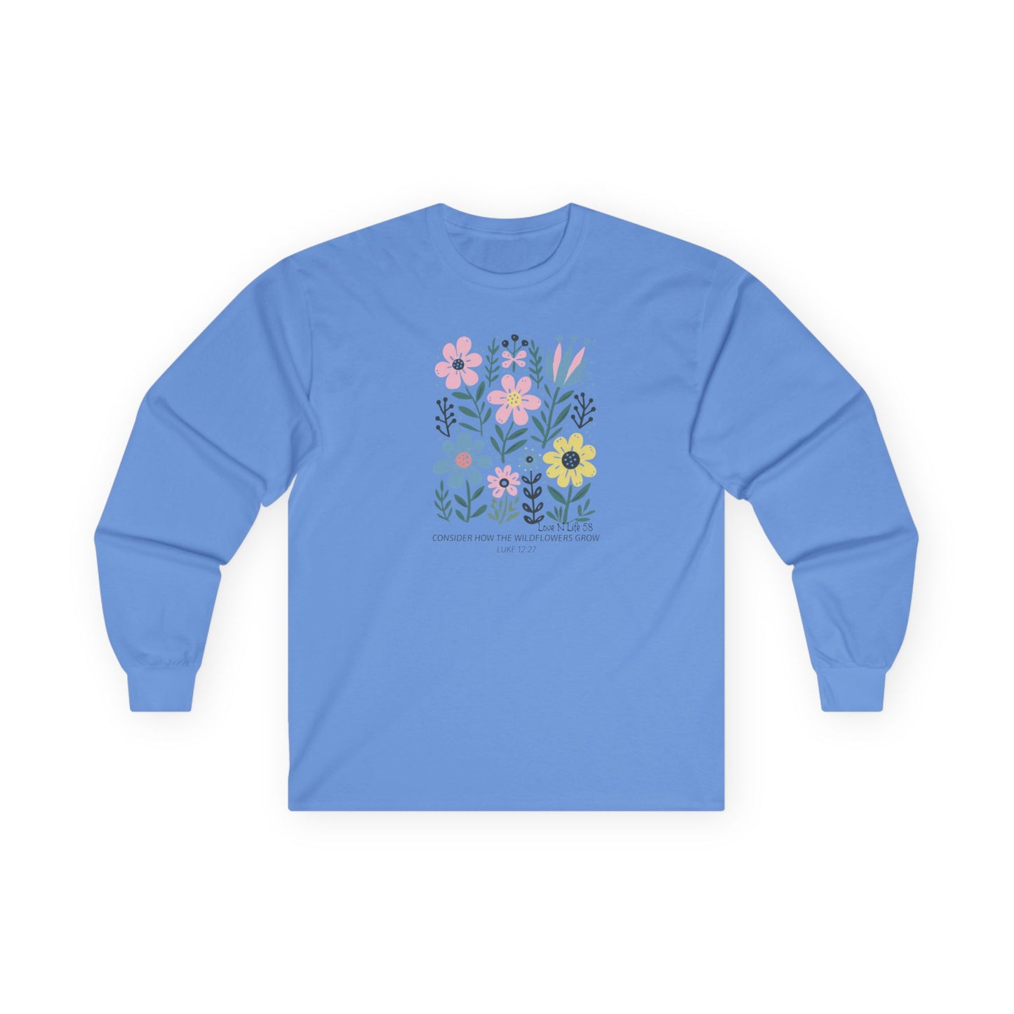 Floral Inspiration Long Sleeve Tee - Unisex Cotton Shirt Made in U.S.A.