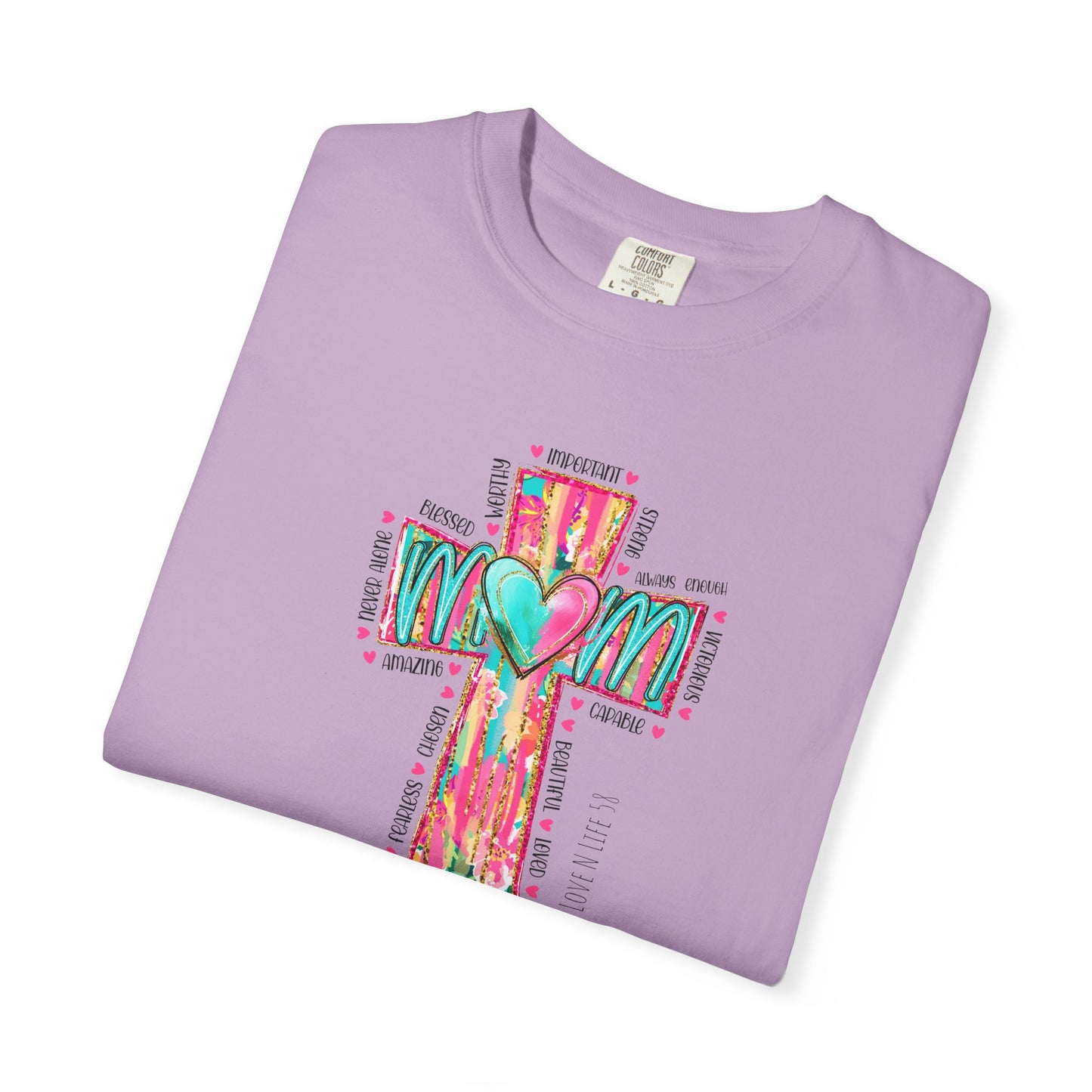 Colorful ‘Mom’ Cross Unisex Garment-Dyed T-shirt Color Comforts