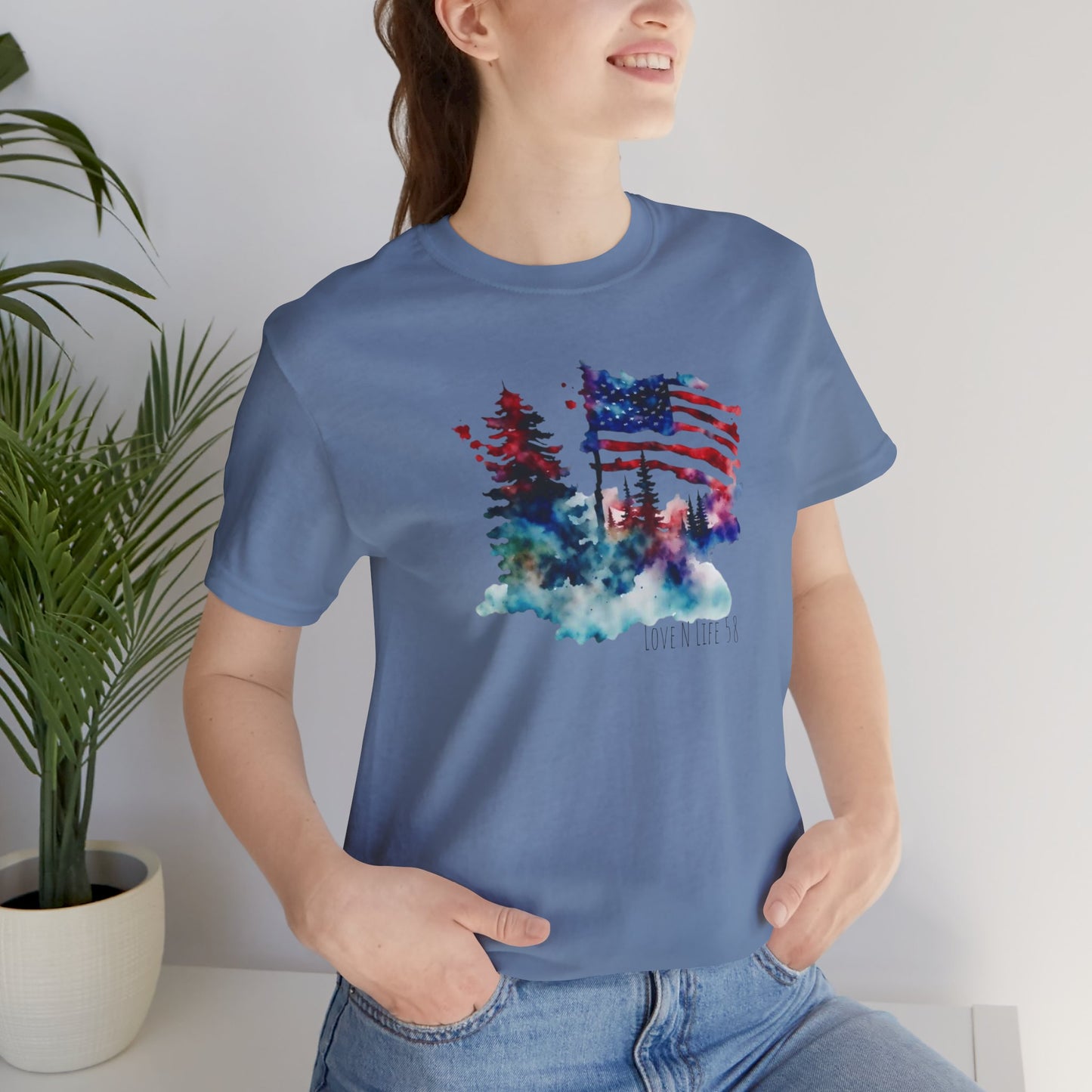 American Flag Patriotic LoveNLife58 Tee - Bella Canvas