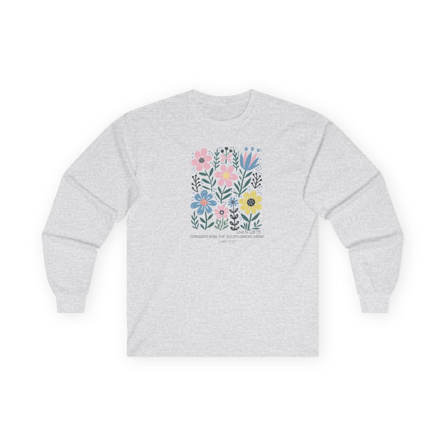 Floral Inspiration Long Sleeve Tee - Unisex Cotton Shirt Made in U.S.A.