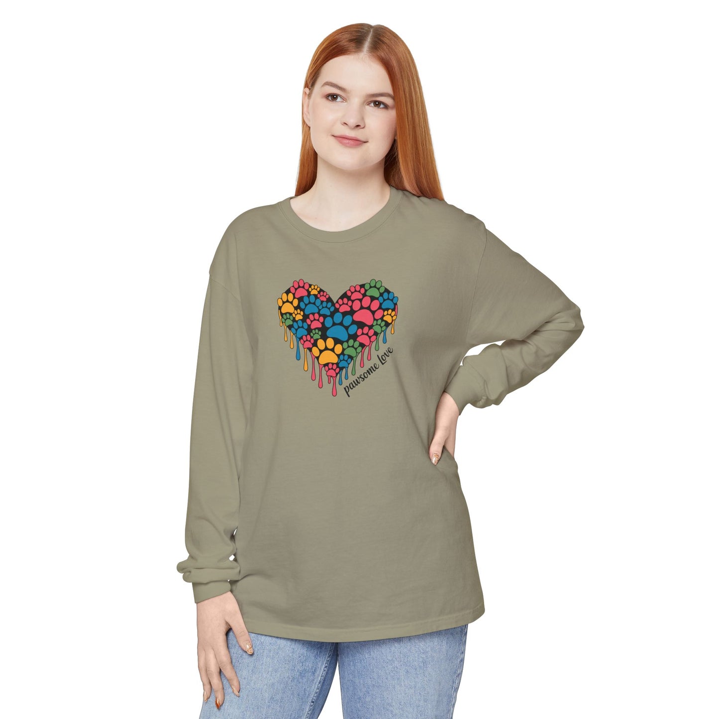 Pawsome Love Tee - Comfort Colors long sleeve