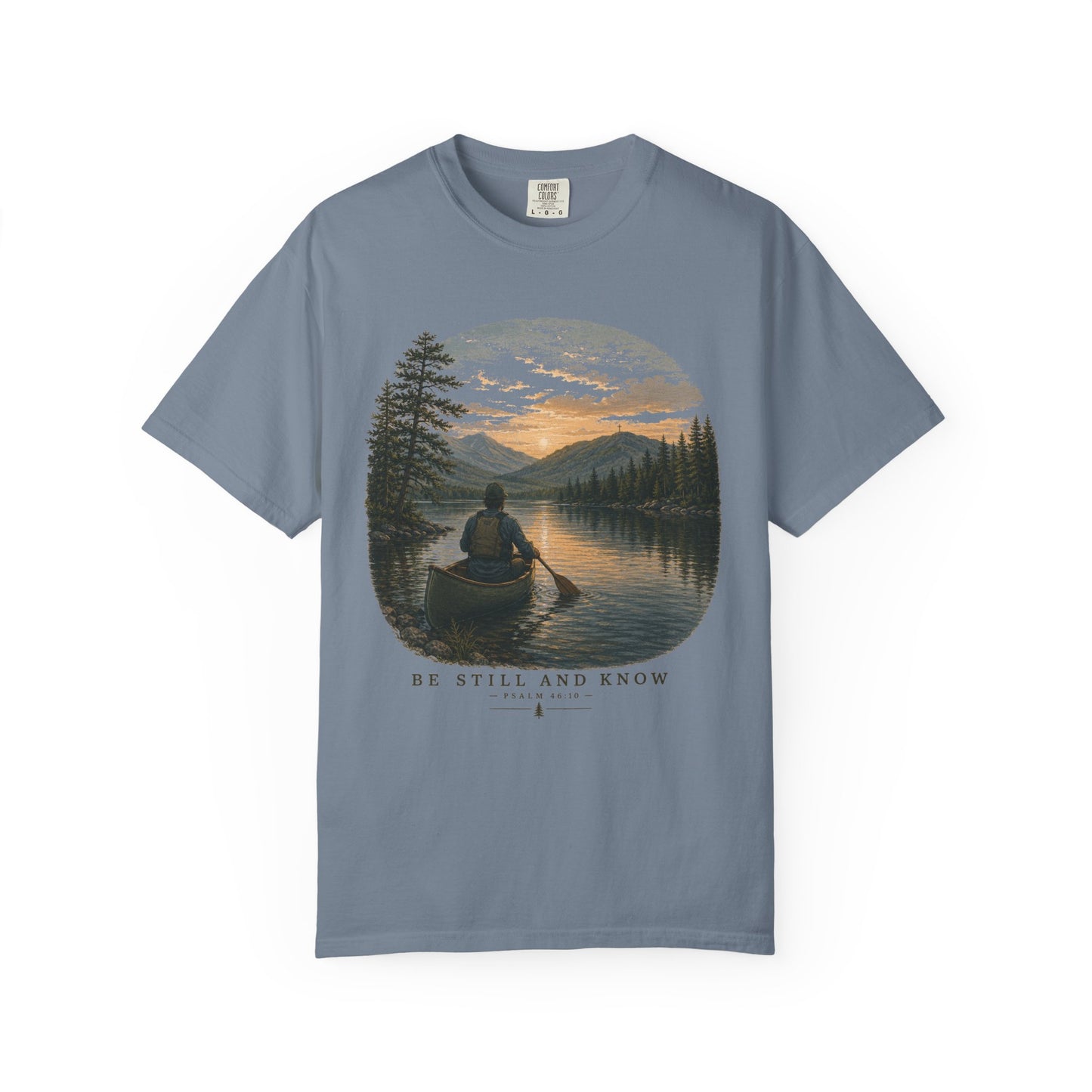 Be Still and Know Short Sleeve Unisex Meditative Canoe Nature Tee