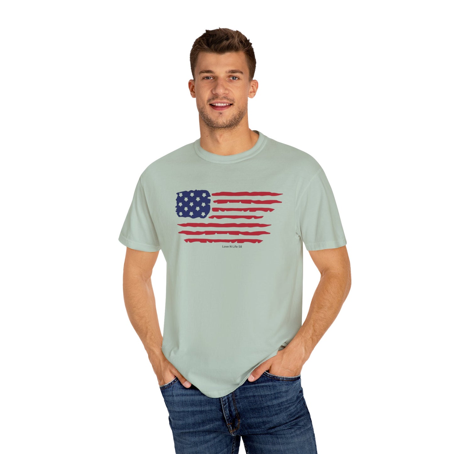 Patriotic Flag Love USA Tee - Comfort Colors