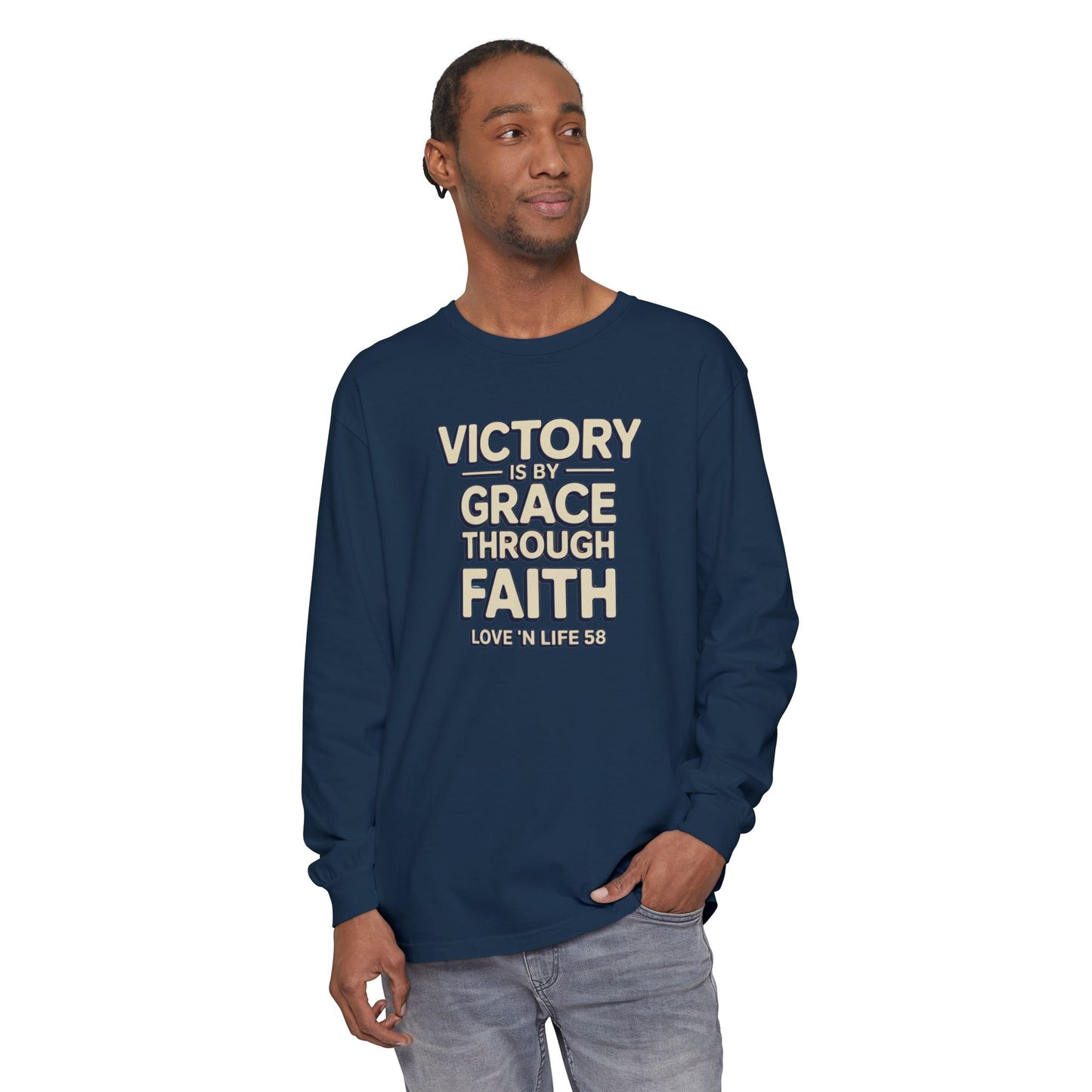 Victory By Grace - Comfort Colors Long Sleeve